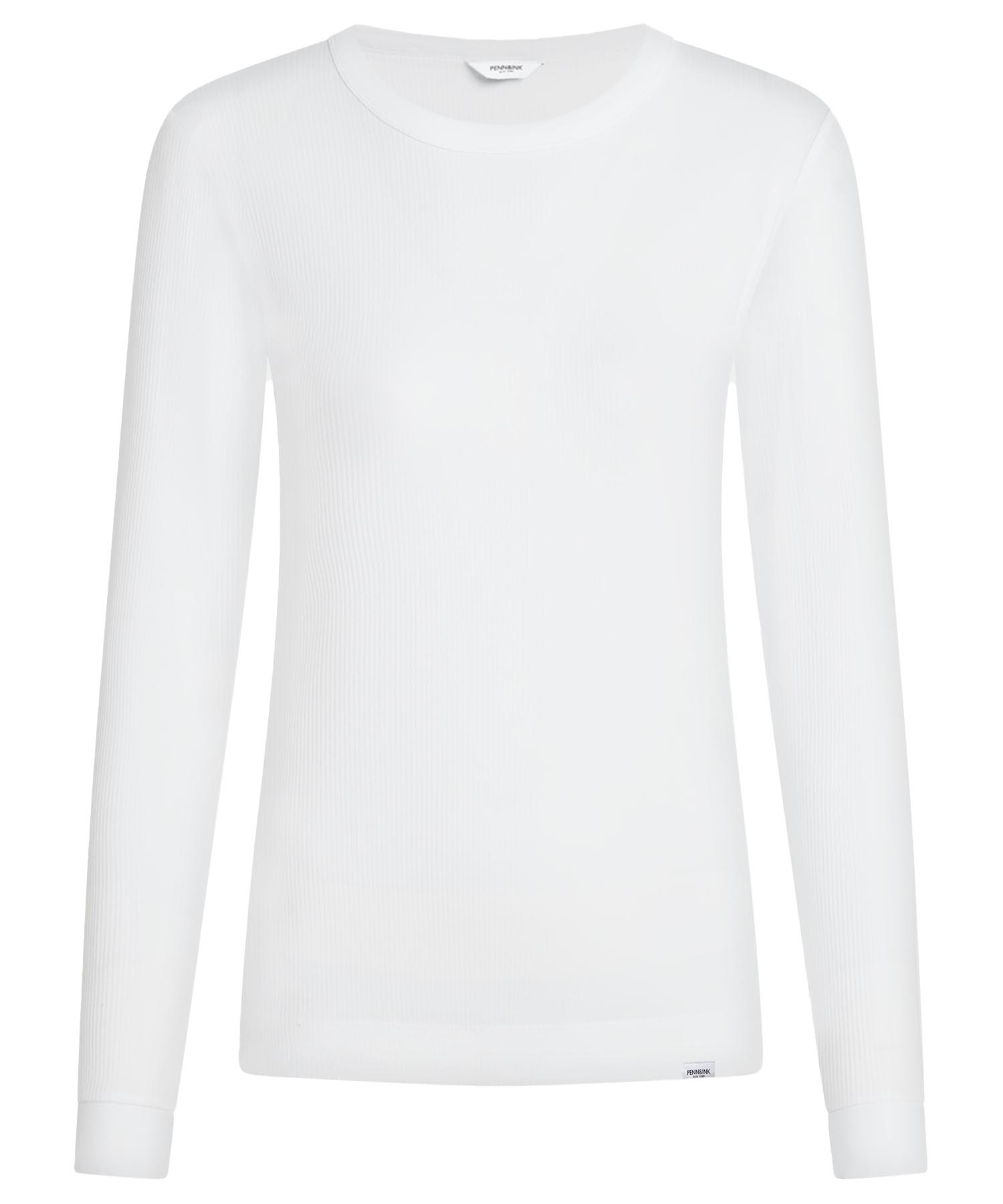 Penn and Ink Shirt in Rippenstruktur mit langem Arm in weiss Penn and Ink Shirt in Rippenstruktur mit langem Arm in weiss