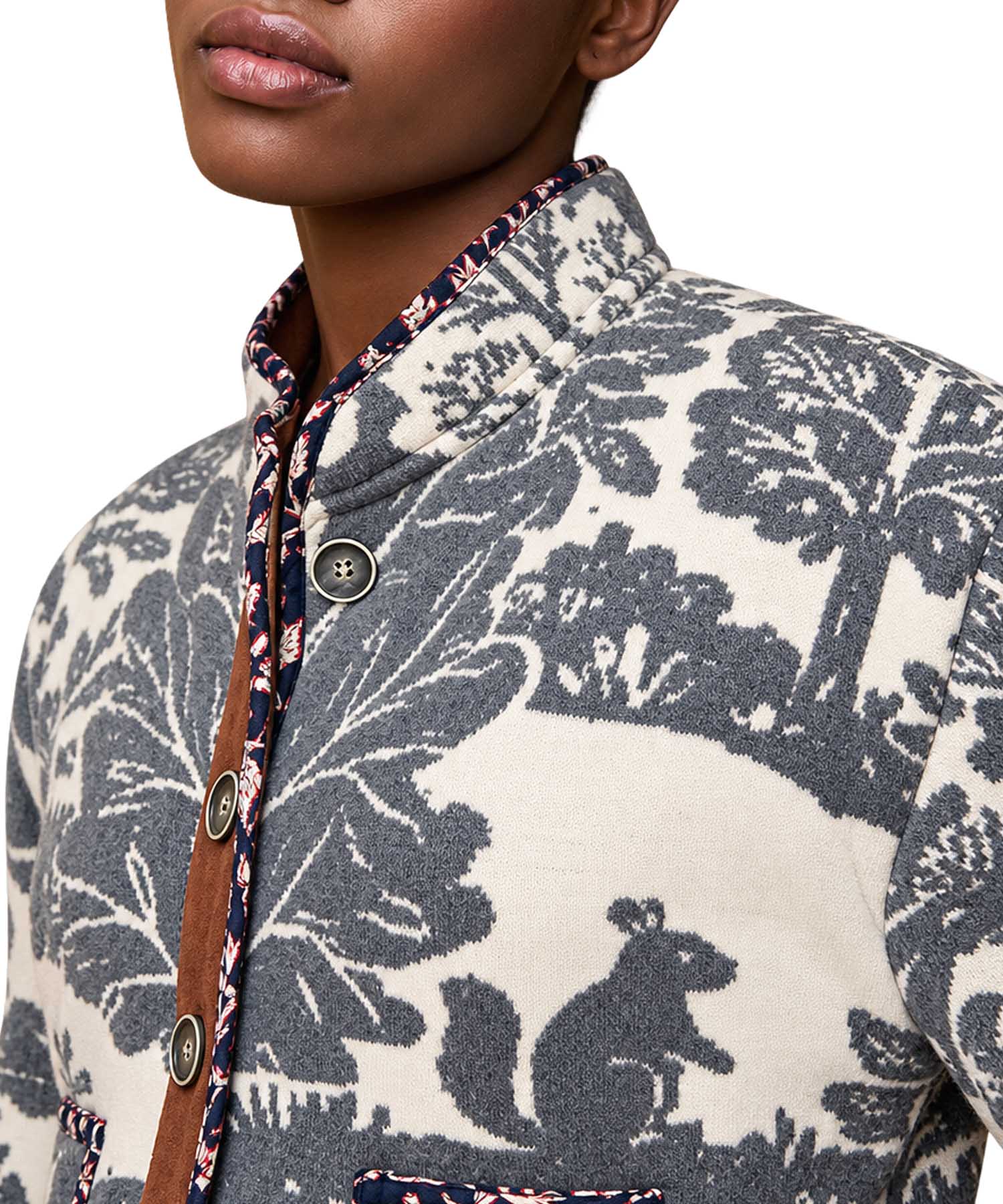 Aldo Martins Jacquard-Jacke Floral in Grau & Natur | Modehaus Wörmann