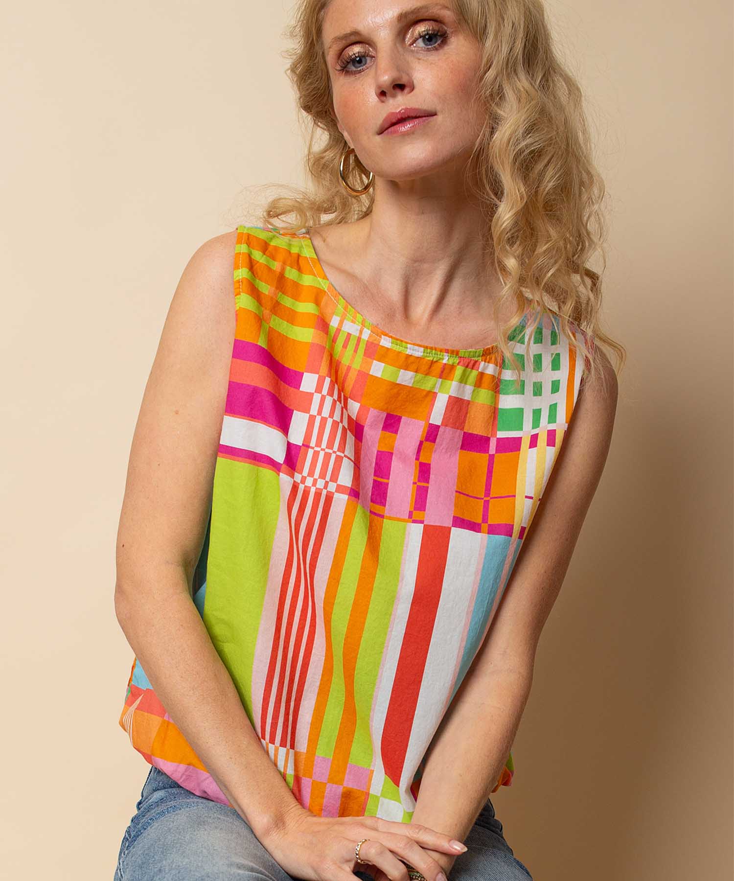 Emily van den Bergh Blusentop aus reiner Baumwolle im Multicolor Karo | Modehaus Wörmann