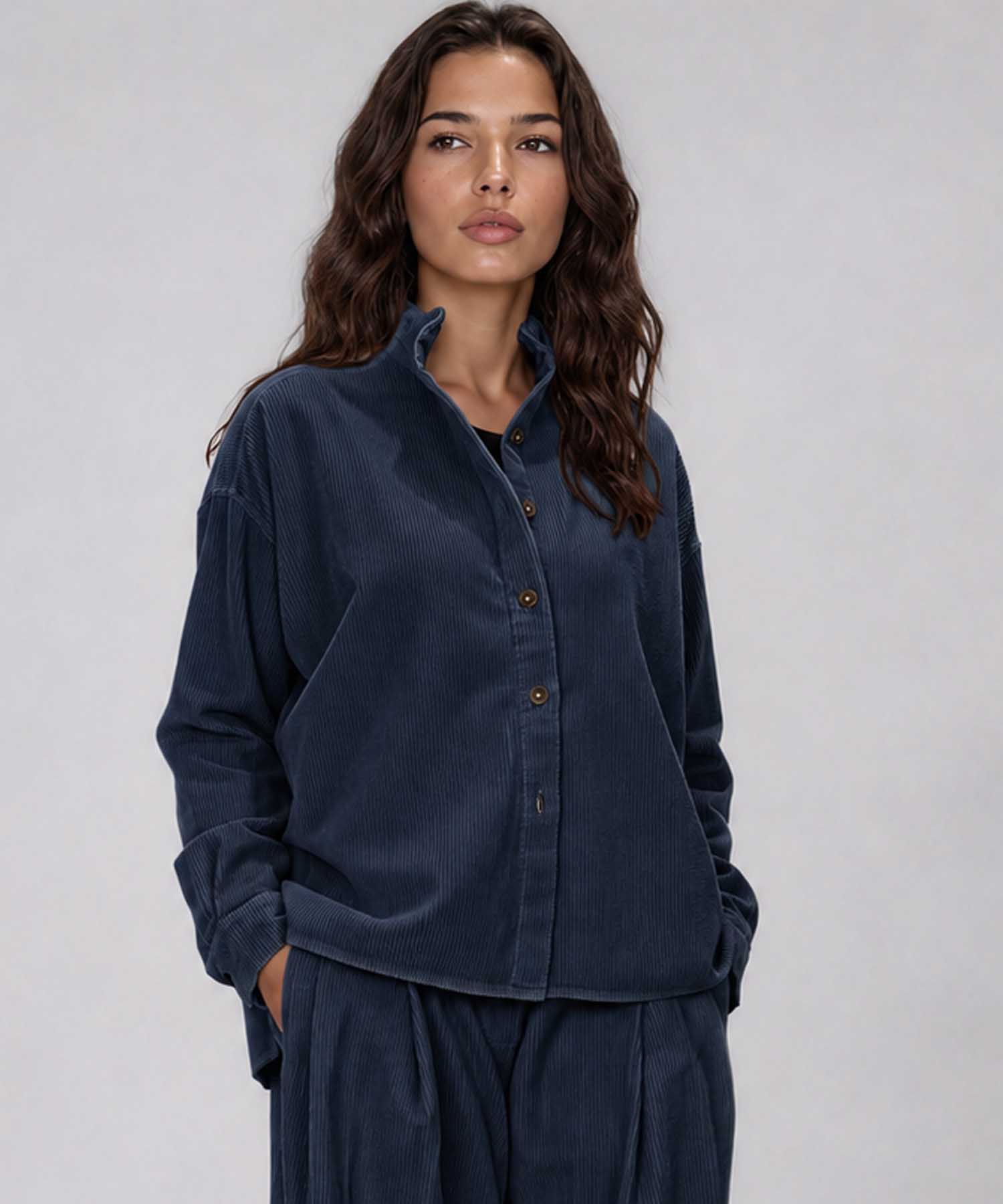 Narli Collection Cordbluse im lässigen Oversize-Look