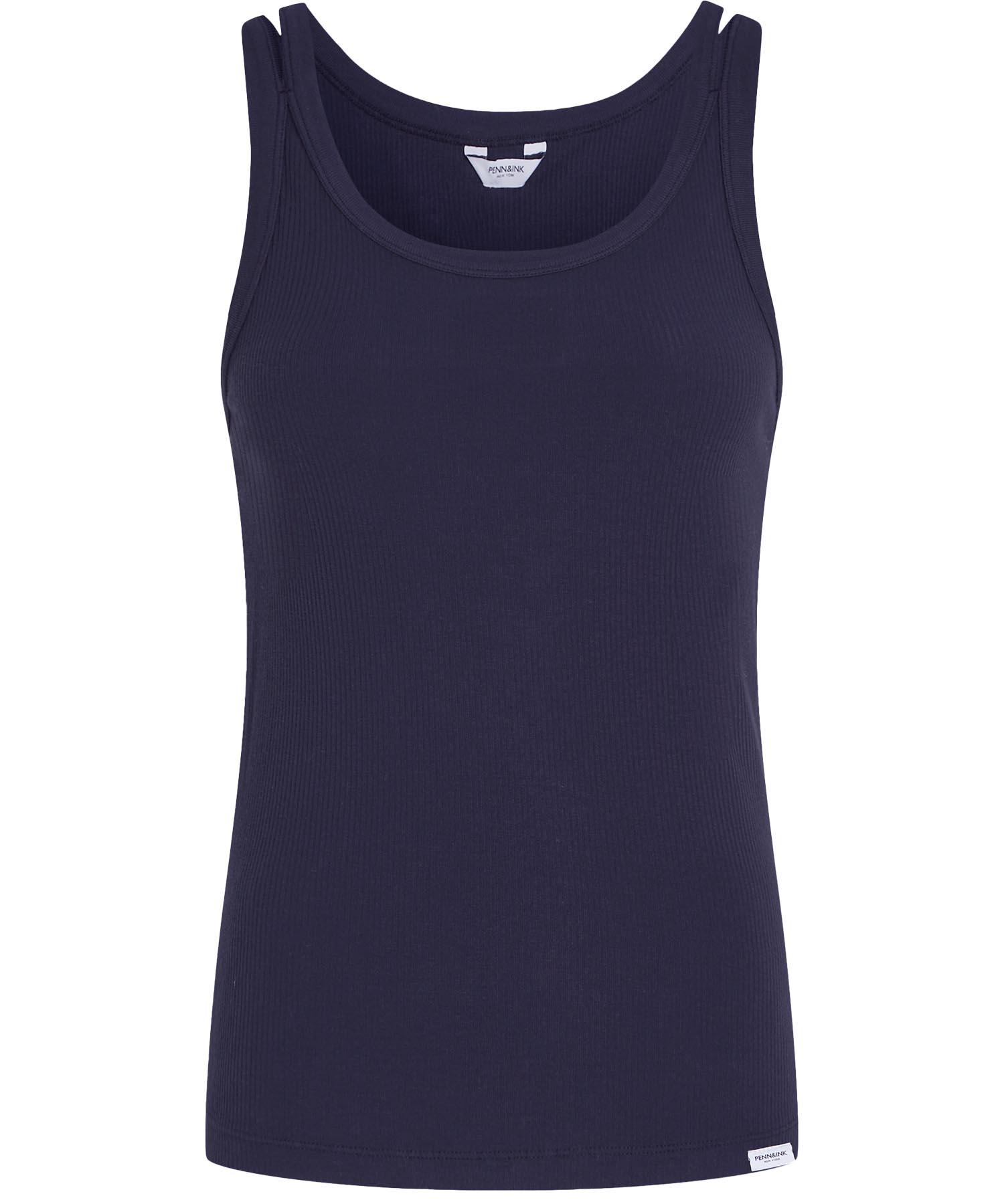 Penn and Ink Top mit Doppelträger in Rippenstruktur in navy Penn and Ink Top mit Doppelträger in Rippenstruktur in navy