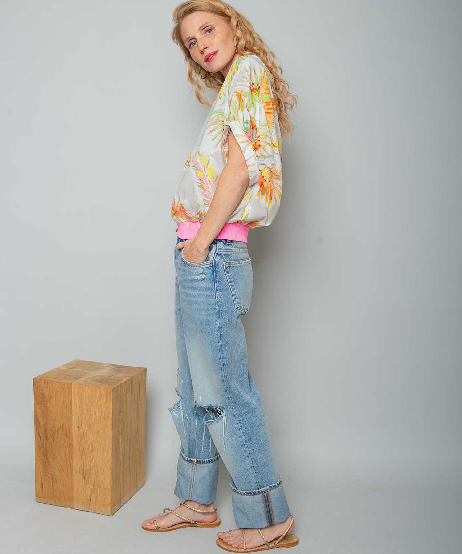 Emily van den Bergh Blusenshirt aus reiner Baumwolle mit Blätterprint | Modehaus Wörmann