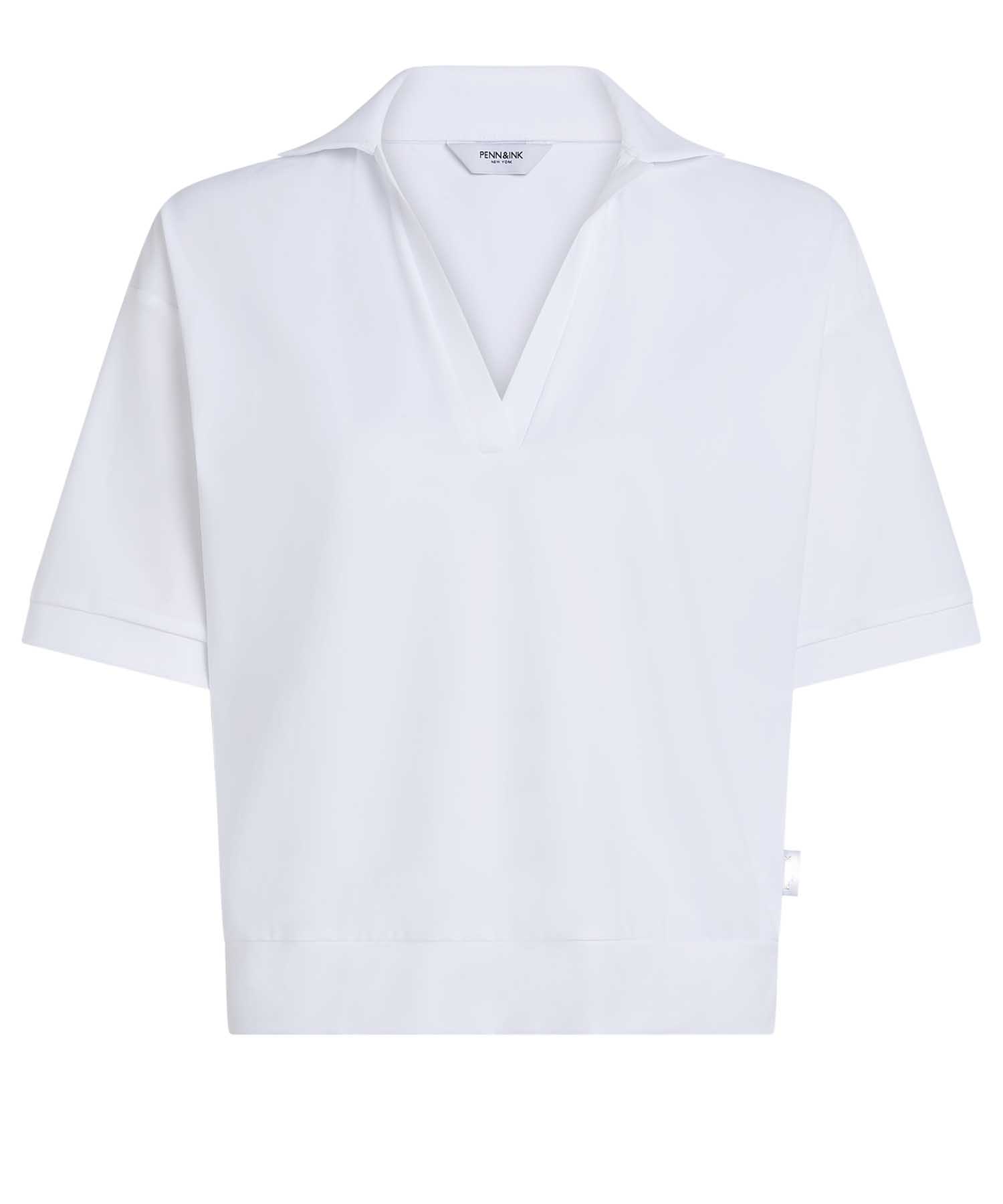 PENN&INK N.Y Shirtbluse Weiß | Polo-Top S26N1717 in Travel Quality