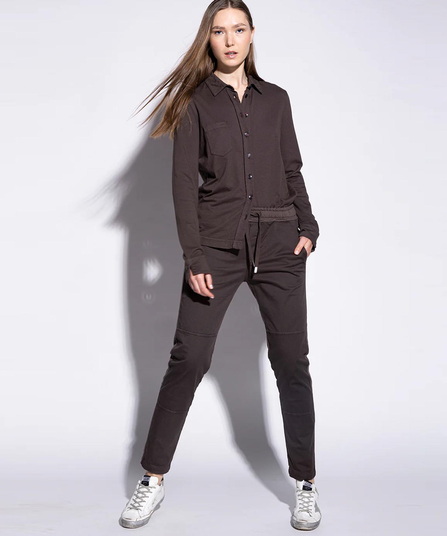 YOU TOO coole Hose im Materialmix in braun