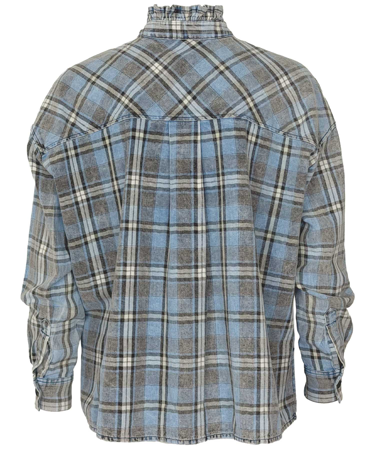 Narli Collection Damenbluse aus Baumwolle in Blau kariert | Modehaus Wörmann