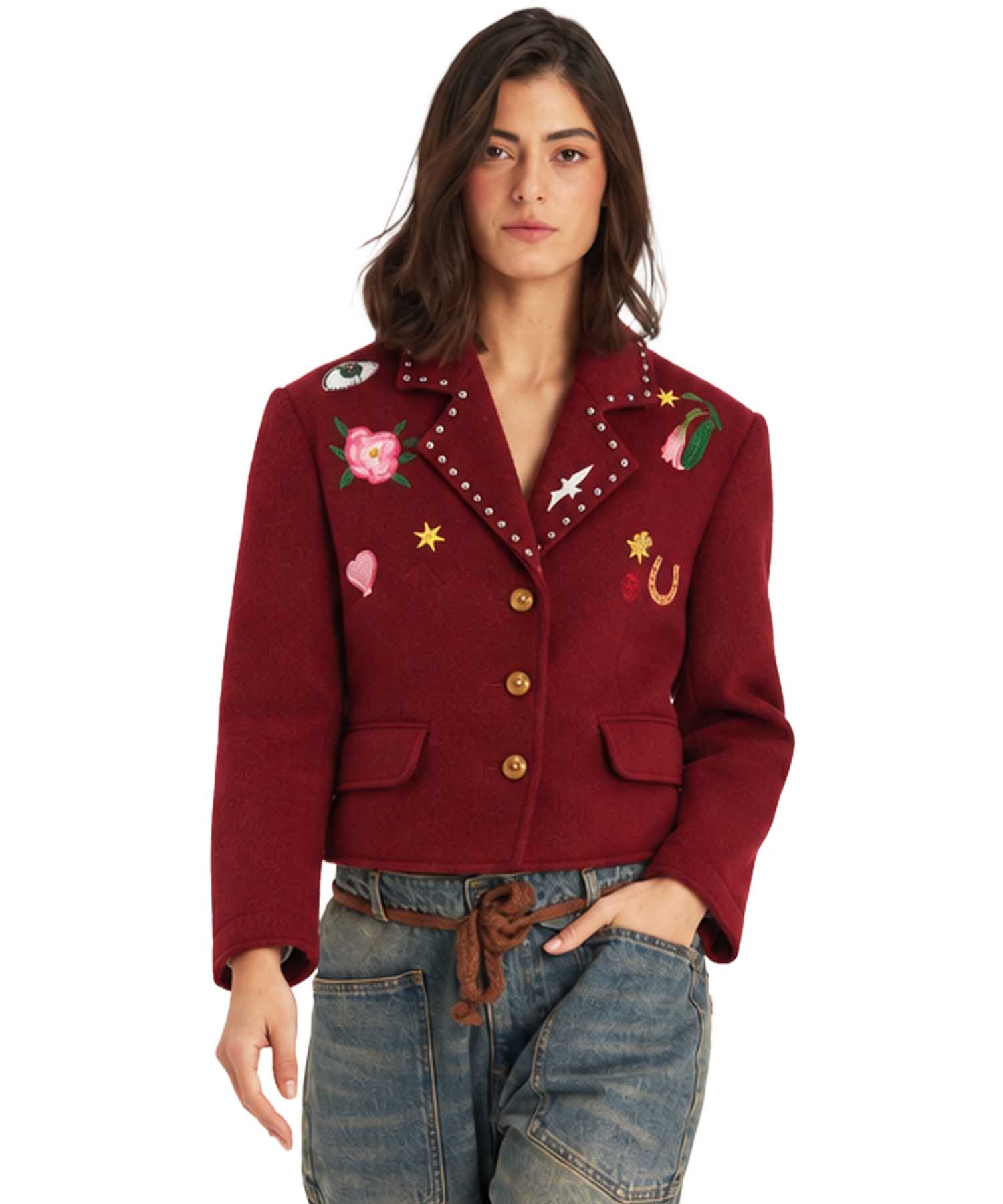 ME369 Jacke Heven Bordeaux mit Stickerei | Modehaus Wörmann