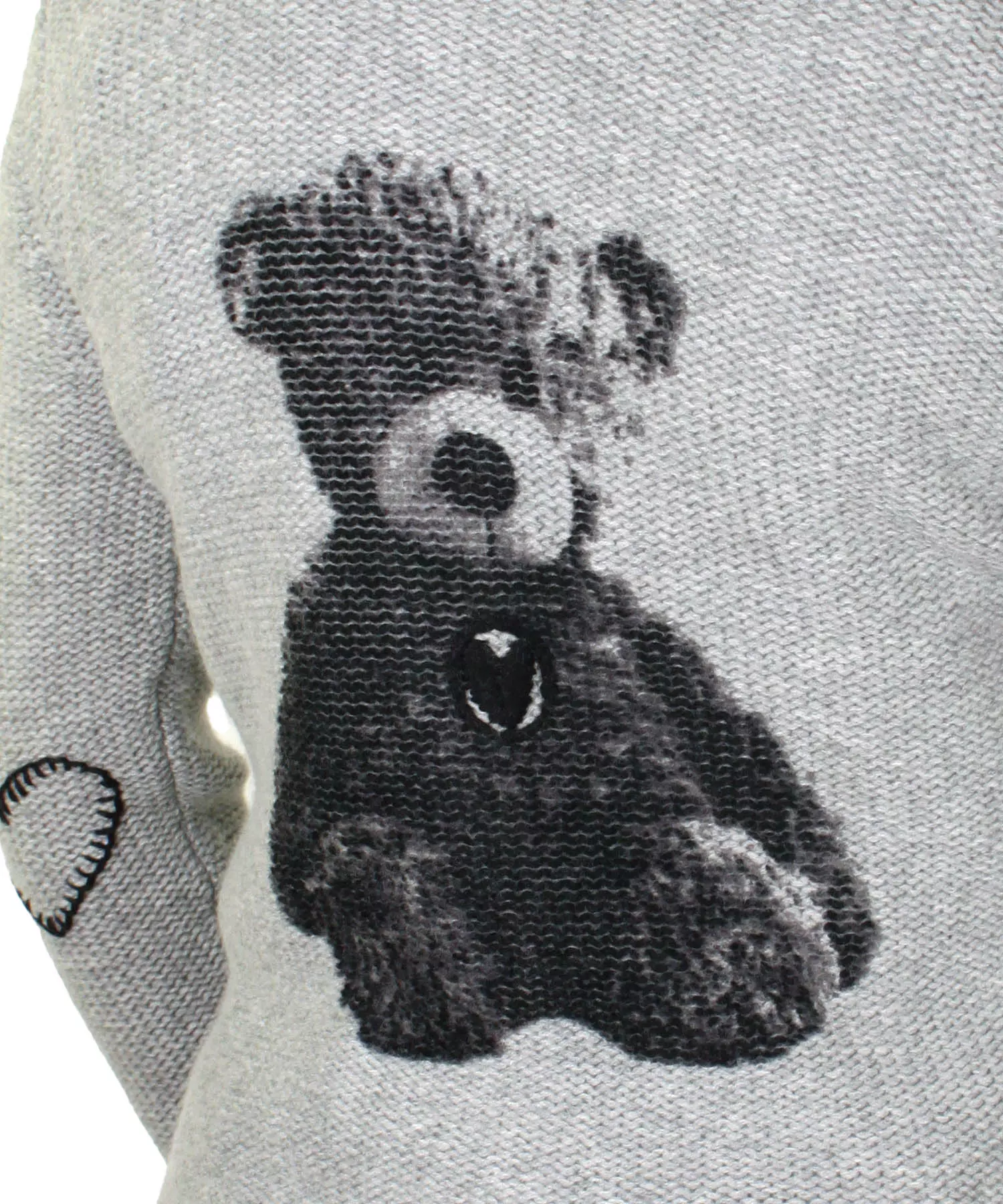 Grace Janker in grau mit Bärchen-Motiv aus Merinowolle mit Cashmere