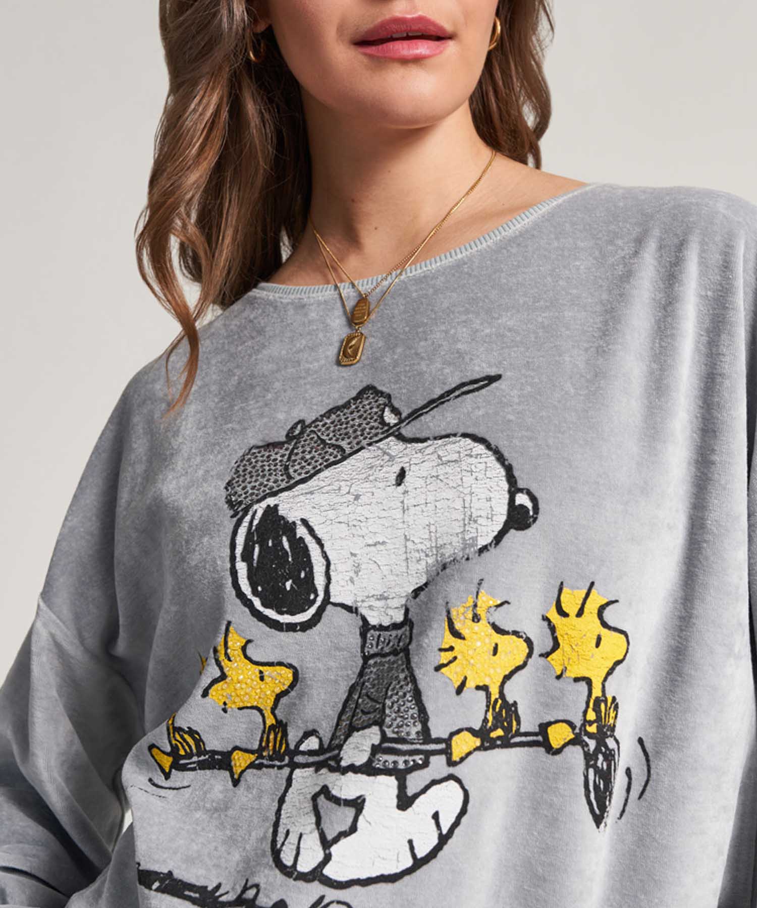 Princess goes Hollywood Sweatshirt Snoopy Golf aus Nicki-Stoff in grau
