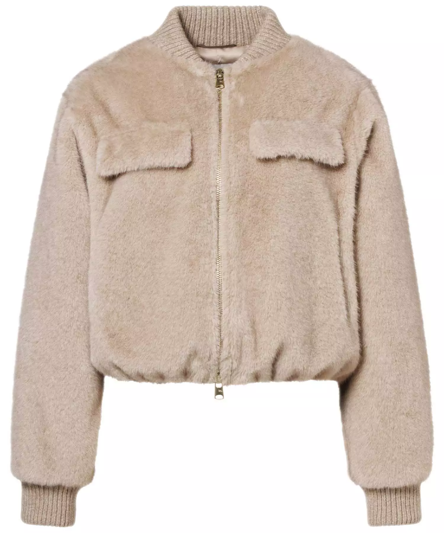 Beaumont kurze Jacke aus Webpelz in beige