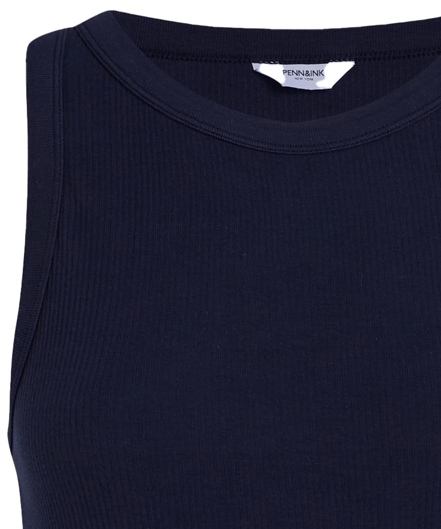 PENN&INK N.Y Top aus Baumwolle in Rippenstruktur in navy