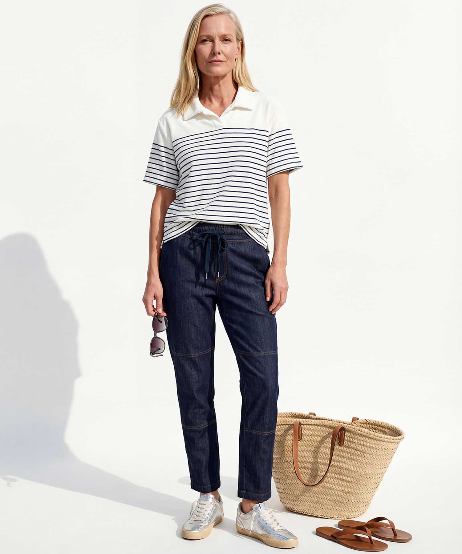 You Too Poloshirt aus Frottier im Streifendessin Dunkelblau-Offwhite | Modehaus Wörmann