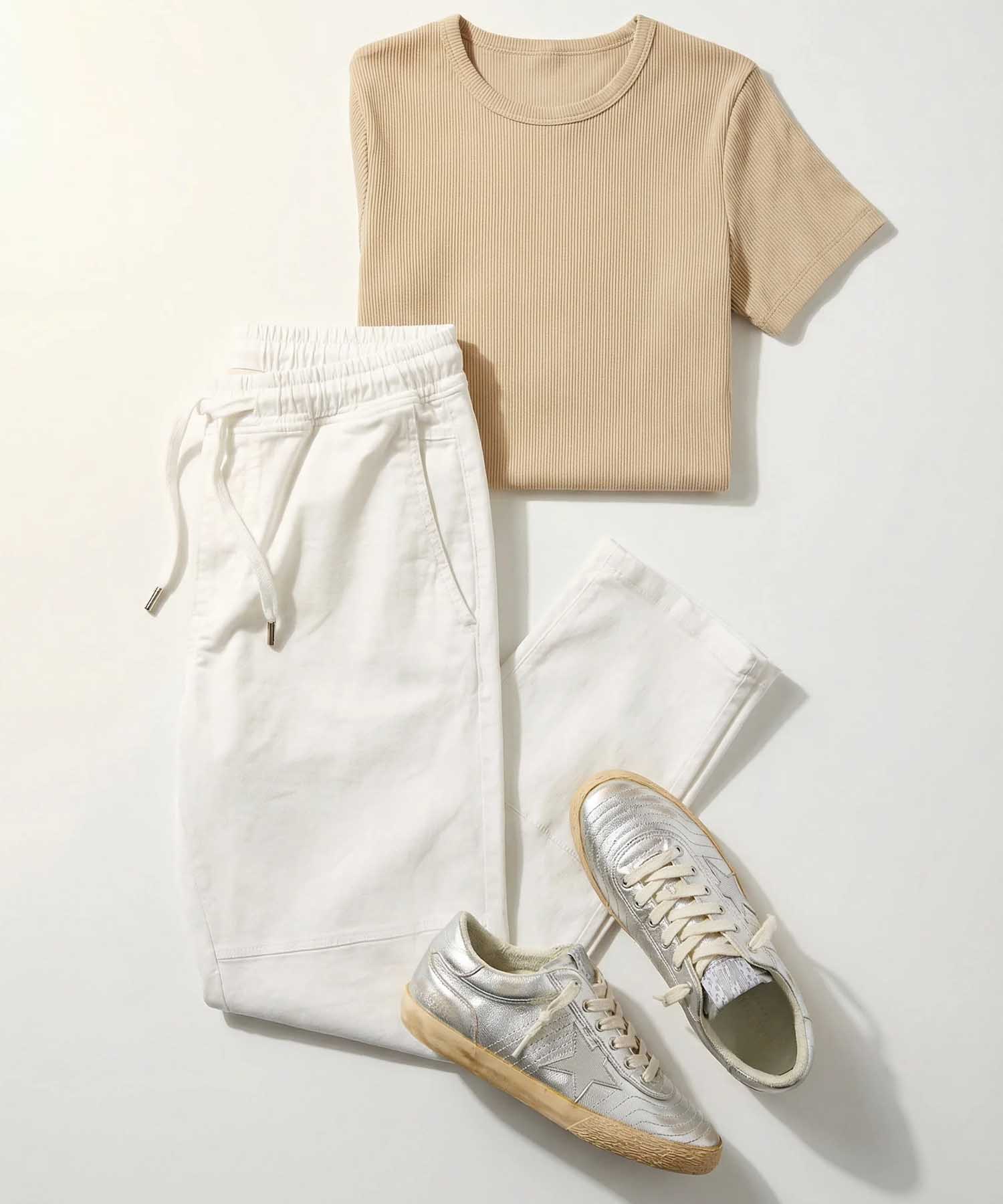 YOU TWO Hose im Materialmix in weiss