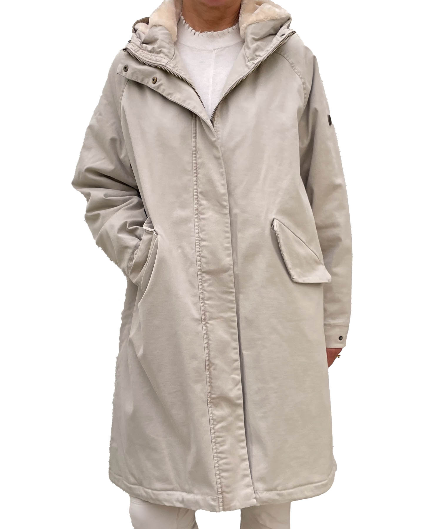 Blonde Parka in sand aus Baumwolle