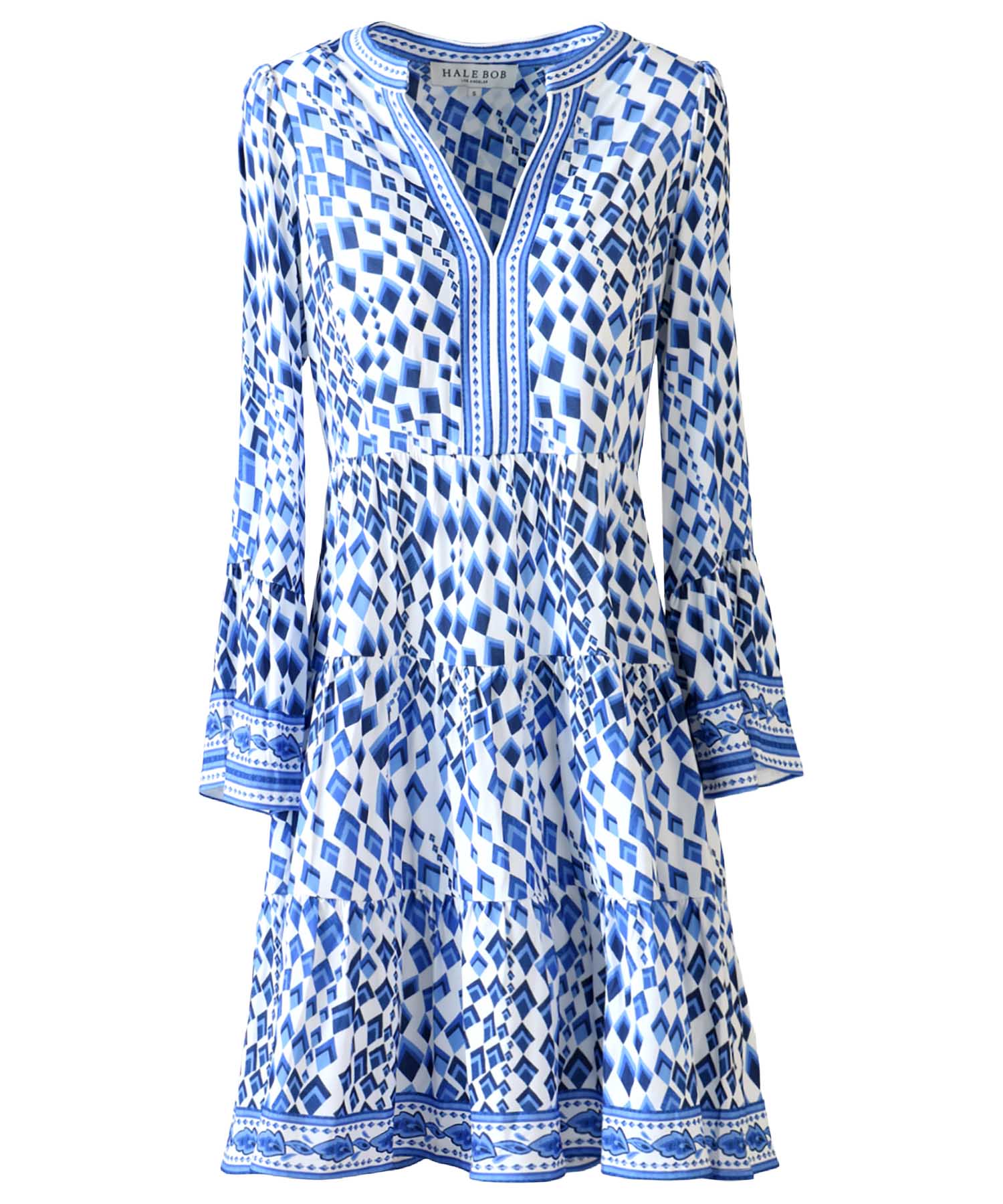 Hale Bob - Kleid Annika  | Grafischer Druck Blau | Stufenrock