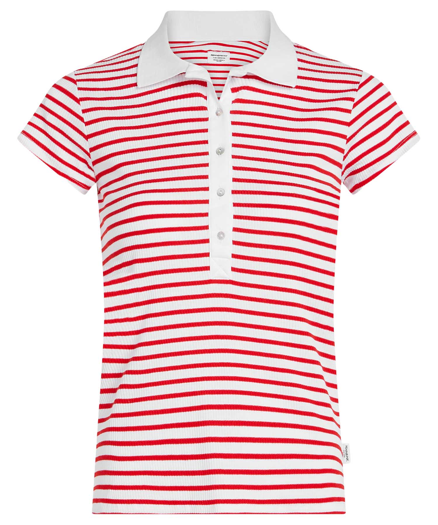 PENN&INK N.Y Polo S26F1820 White Tomato | Gestreiftes Damen Polo