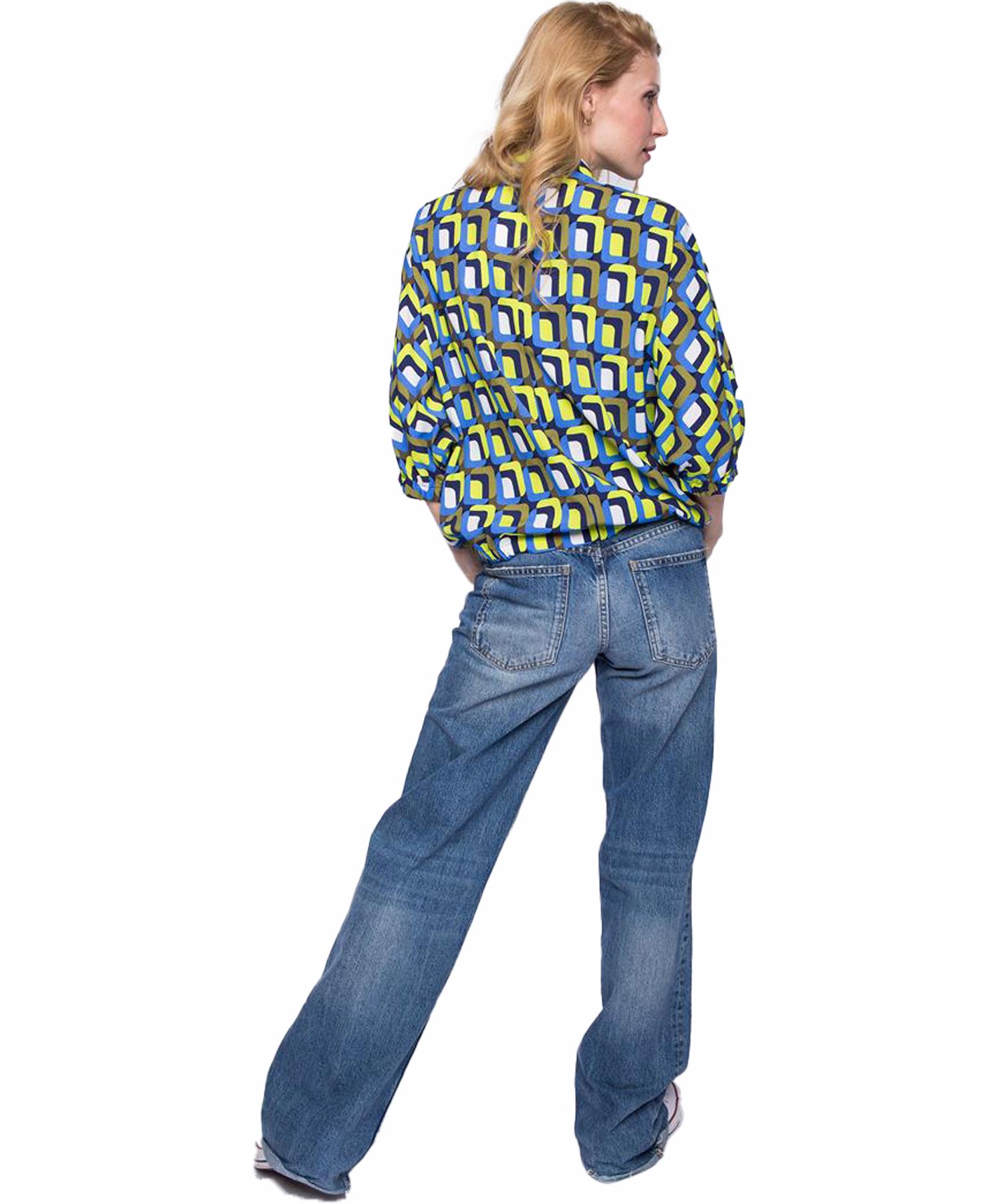 Emily van den Bergh lässige oversized Bluse in lime blue khaki