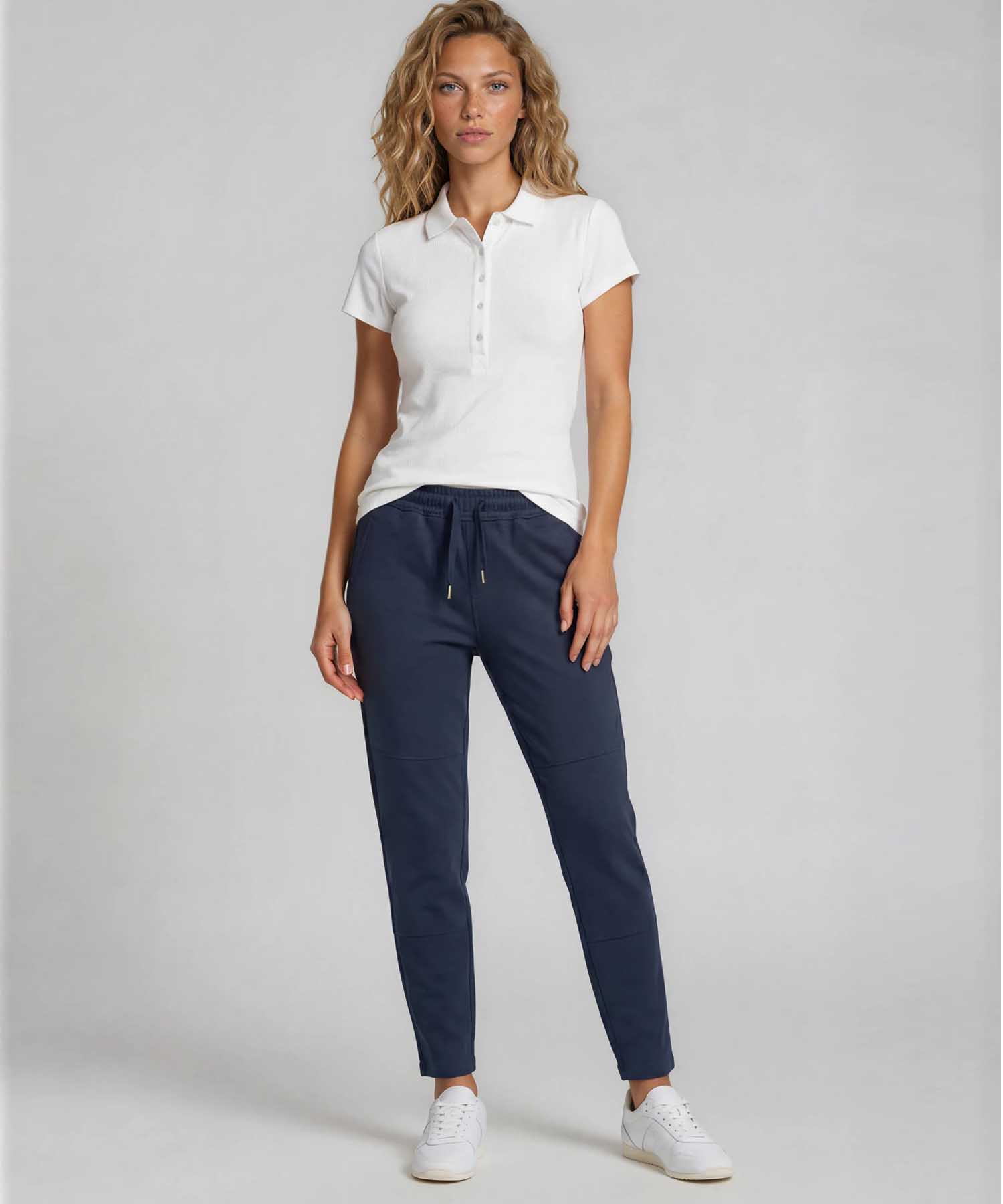 YOU TWO Hose im Materialmix in dunkelblau