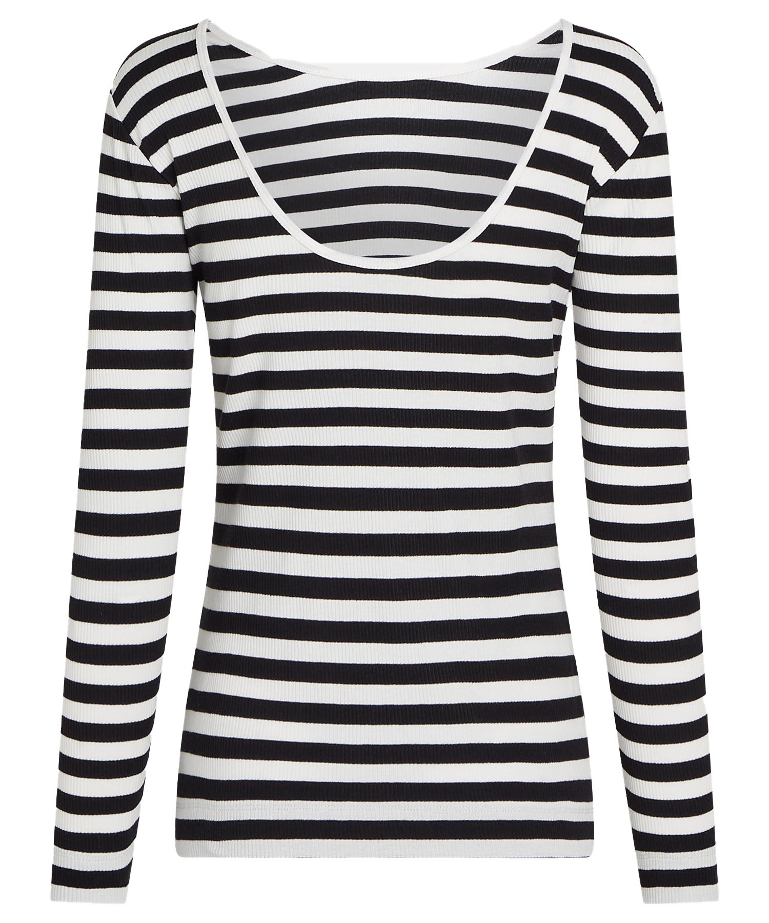 Penn and Ink Langarm Shirt mit tiefem Rückenausschnitt in schwarz weiss