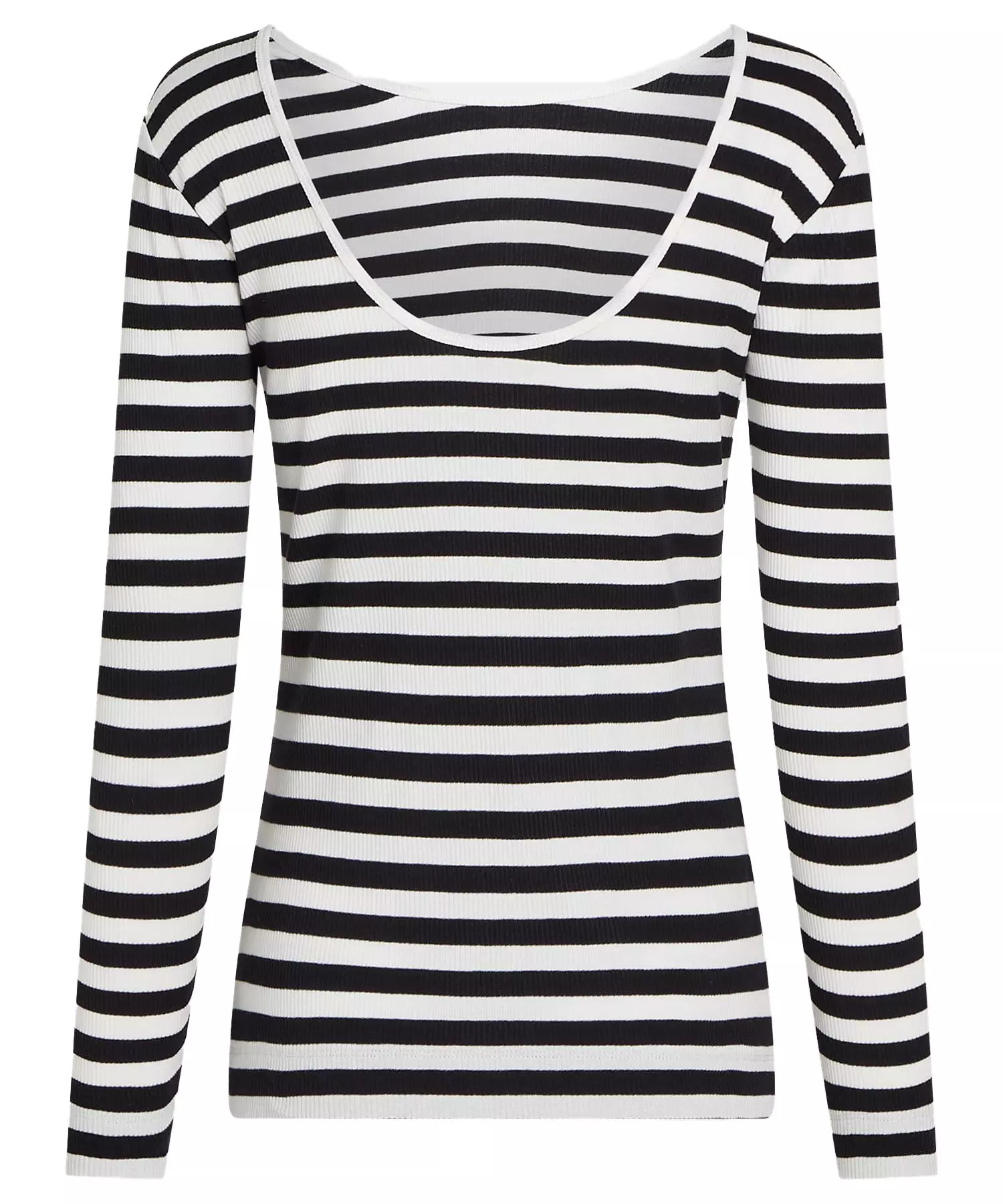 Penn and Ink Langarm Shirt mit tiefem Rückenausschnitt in schwarz weiss