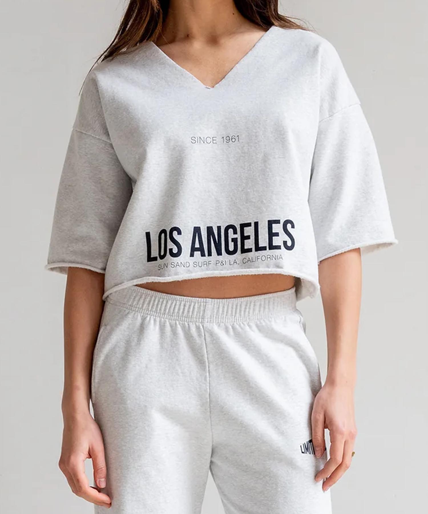 PENN&INK N.Y kurzes Sweat in silbergraumelange