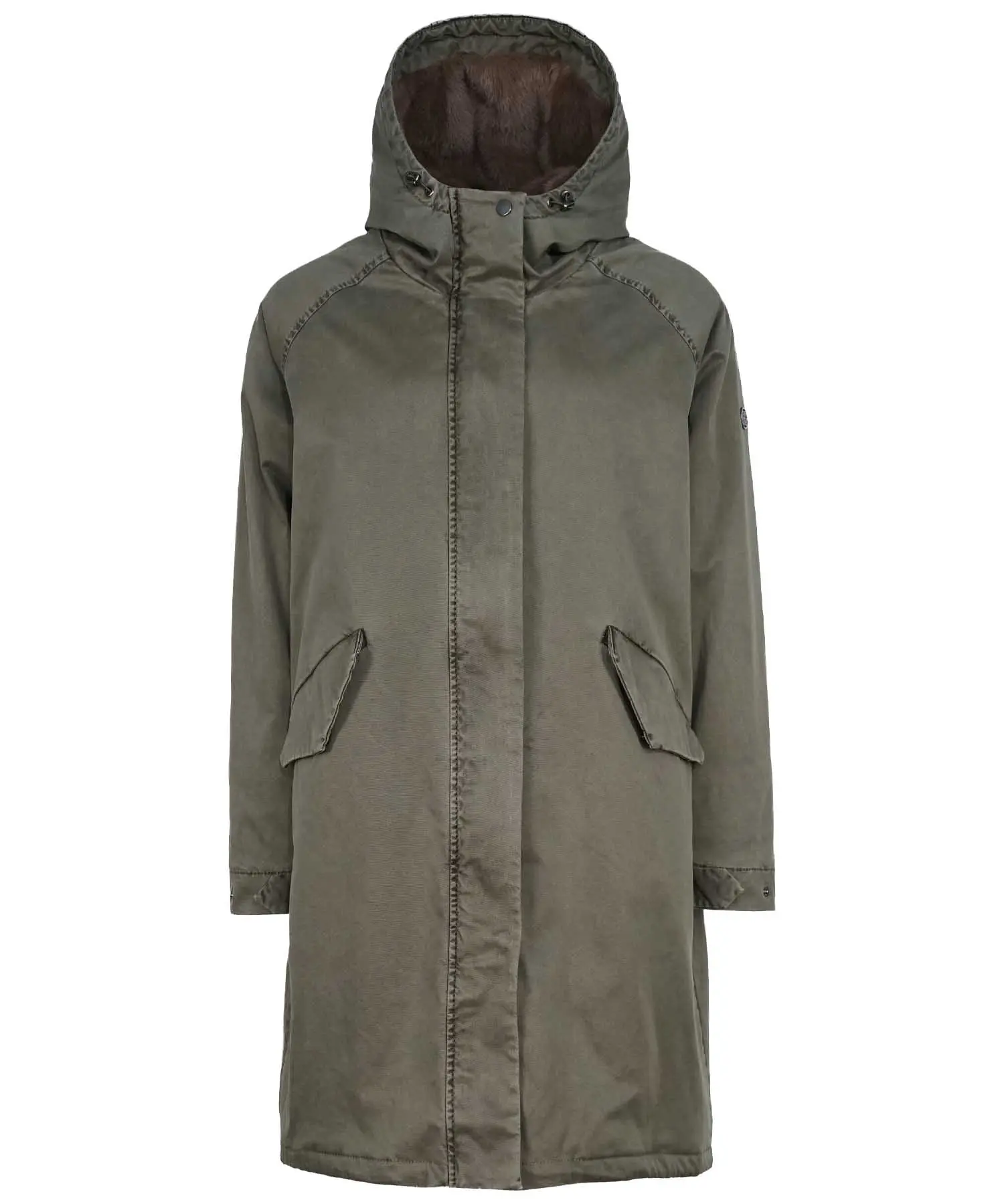 Blonde No. 8 Parka Emma in khaki mit Webpelzbesatz