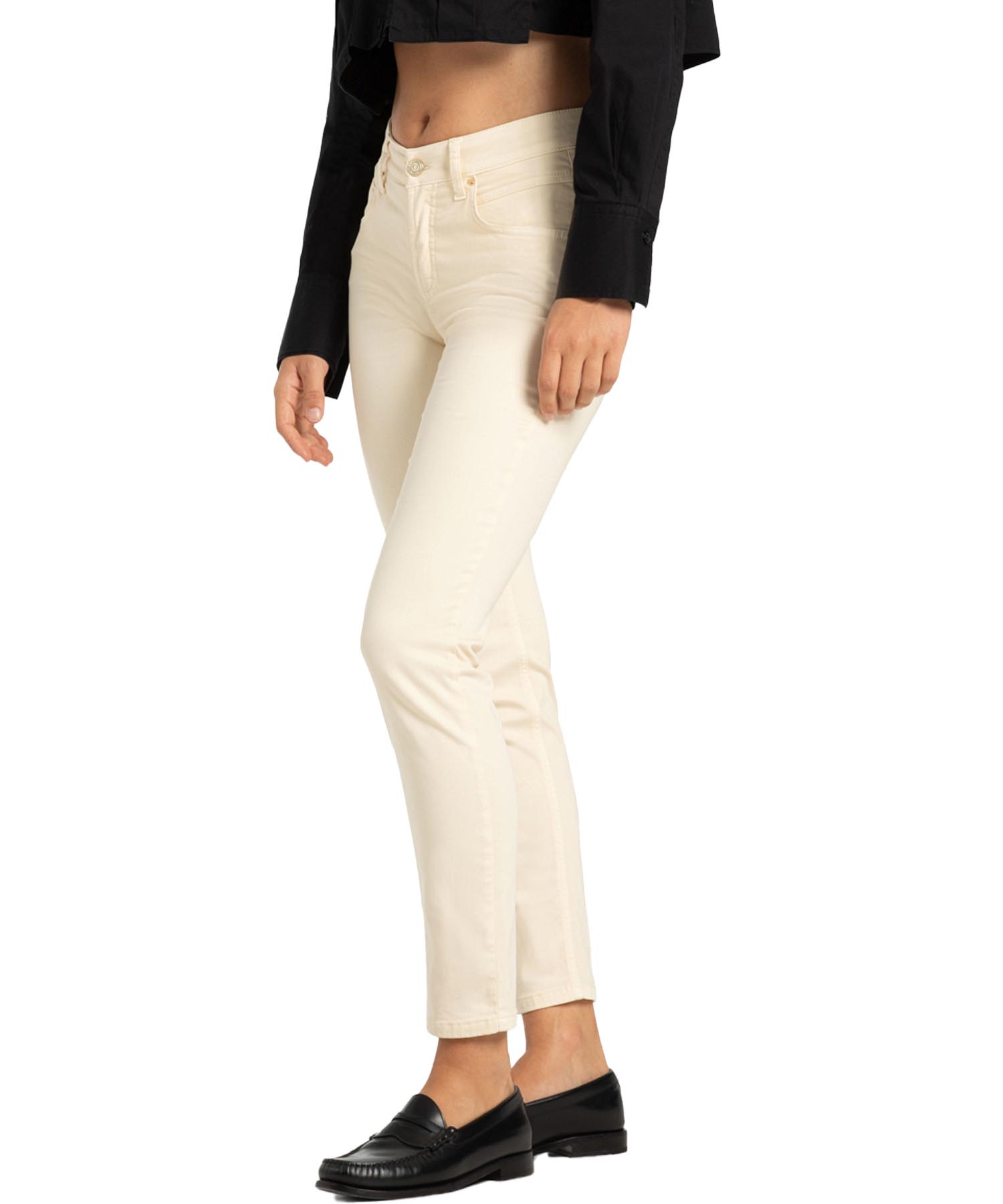 Cambio leicht verkürzte Jeans Piper in hellem beige