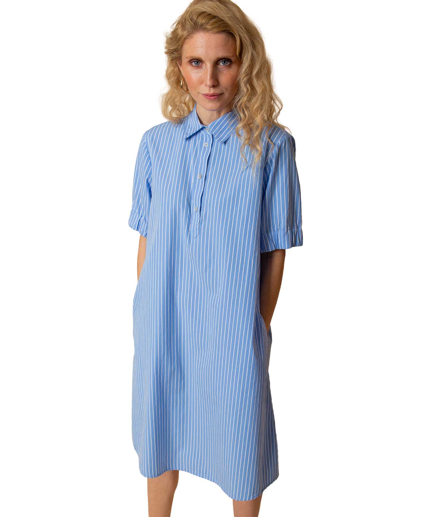 Emily van den Bergh Streifenkleid aus reiner Baumwolle in Blau | Modehaus Wörmann