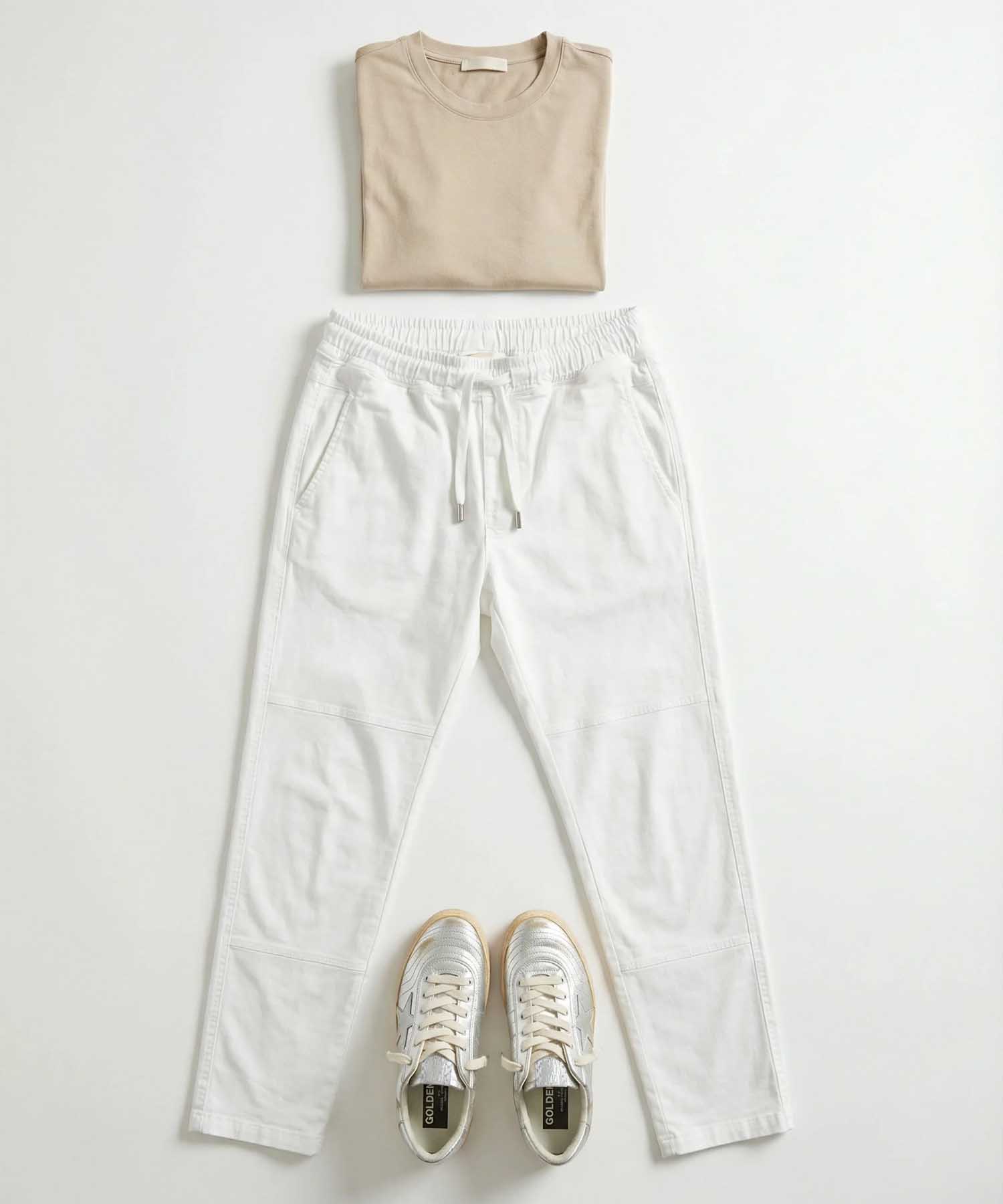 YOU TWO Hose im Materialmix in weiss