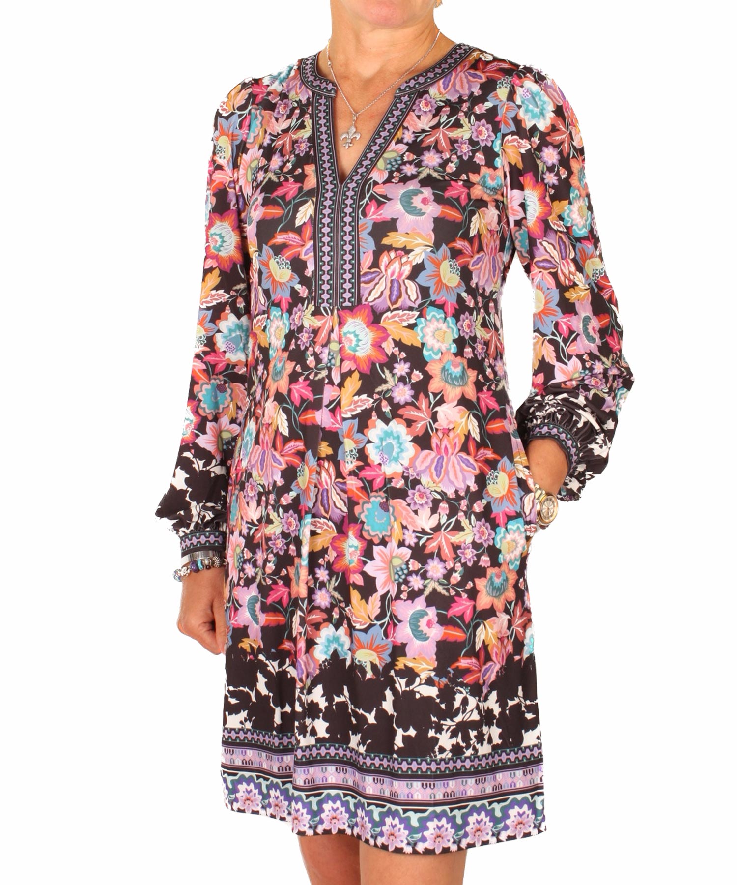 Cooles Druck Kleid von Hale Bob in schwarz