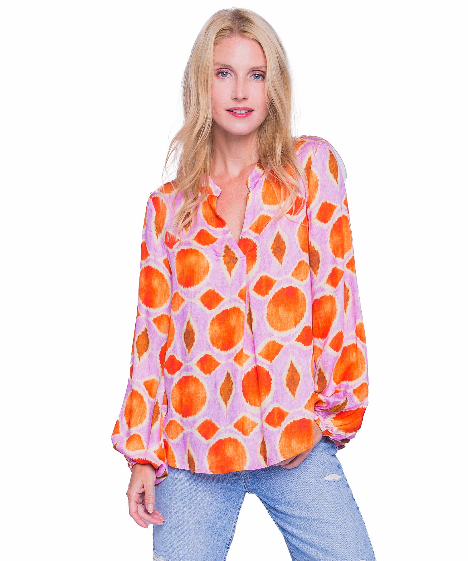 Emily van den Bergh Bluse pink orange Dots