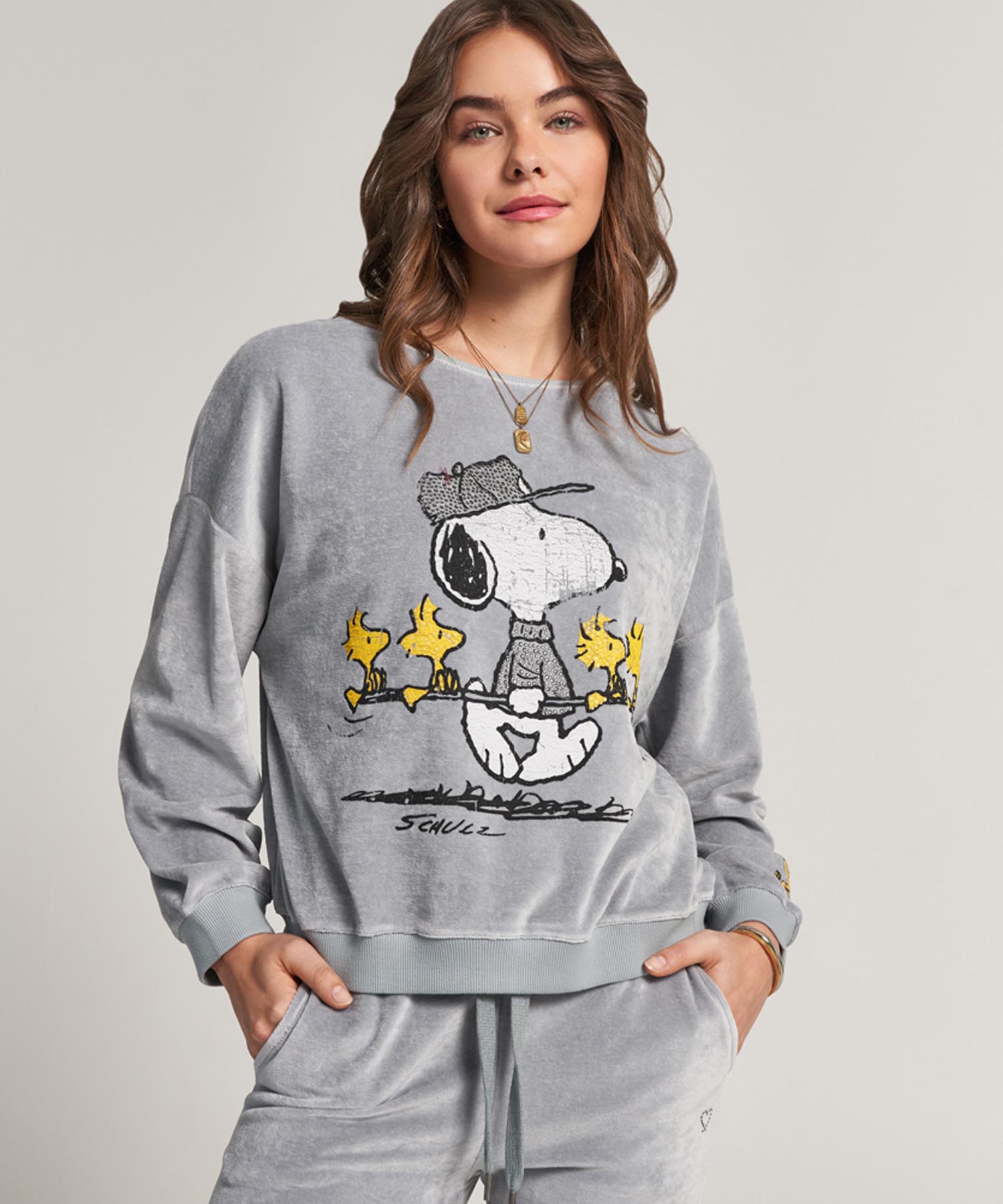 Princess goes Hollywood Sweatshirt Snoopy Golf aus Nicki-Stoff in grau
