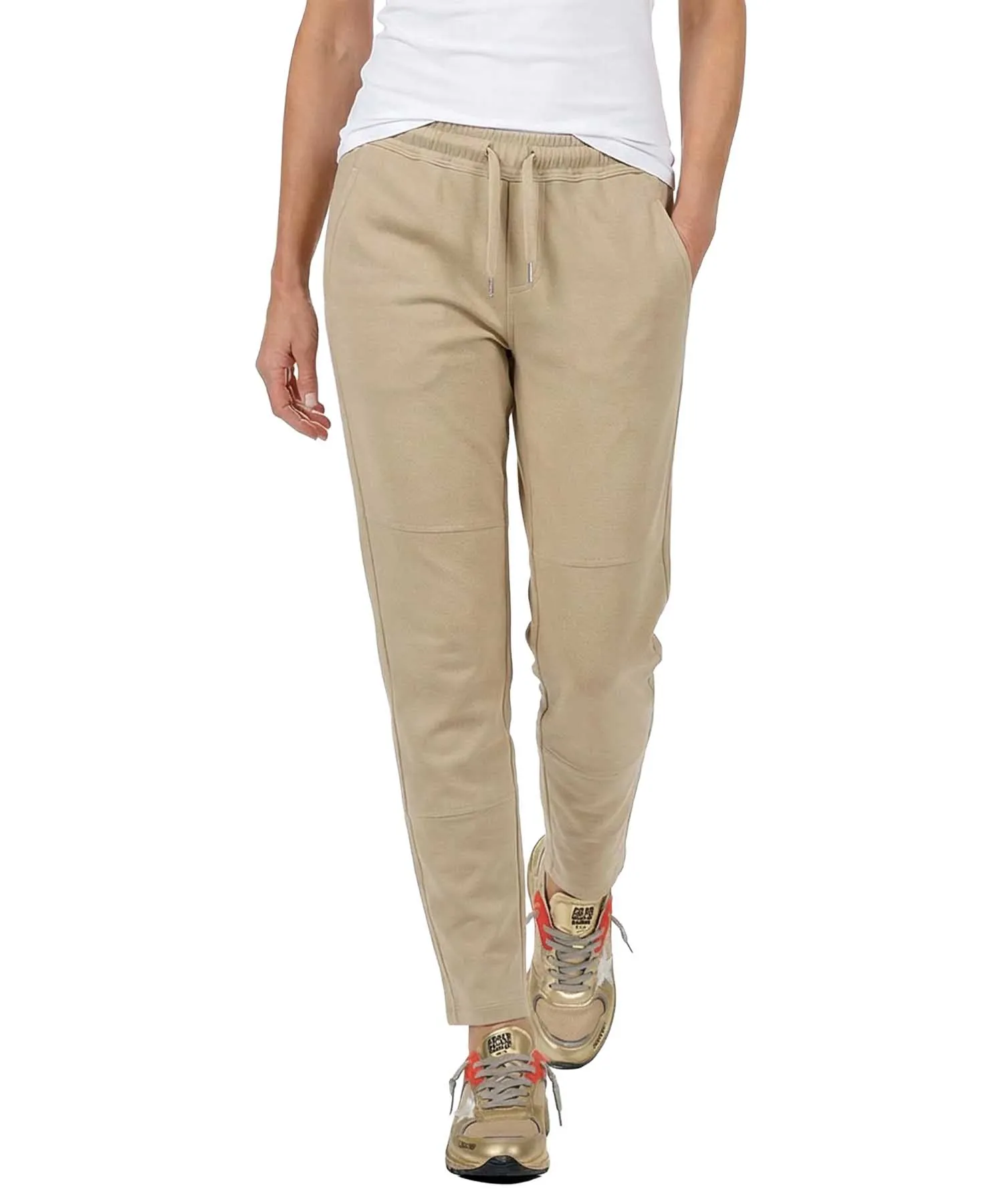 YOU TWO Hose im Materialmix in beige