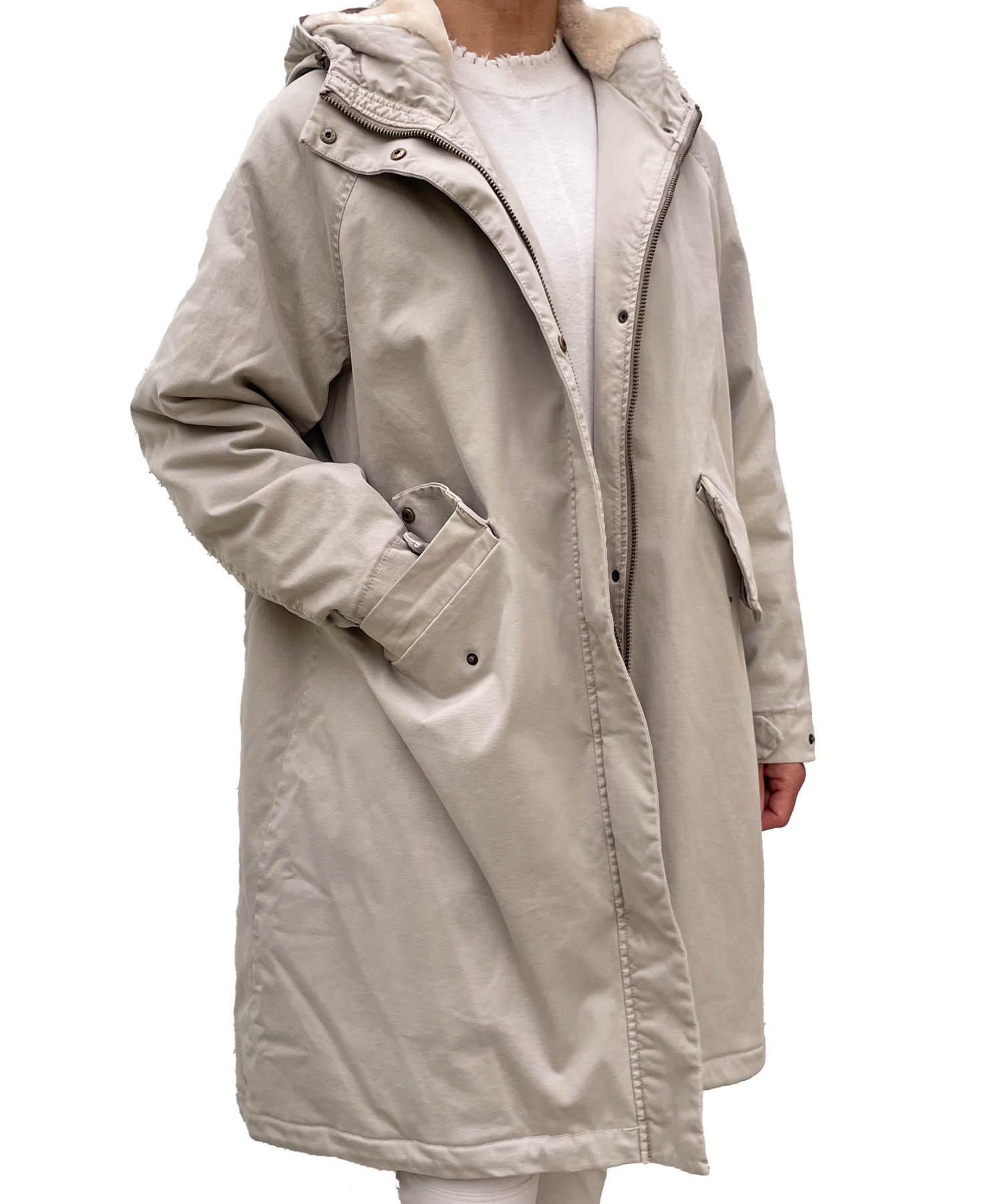 Blonde Parka in sand aus Baumwolle