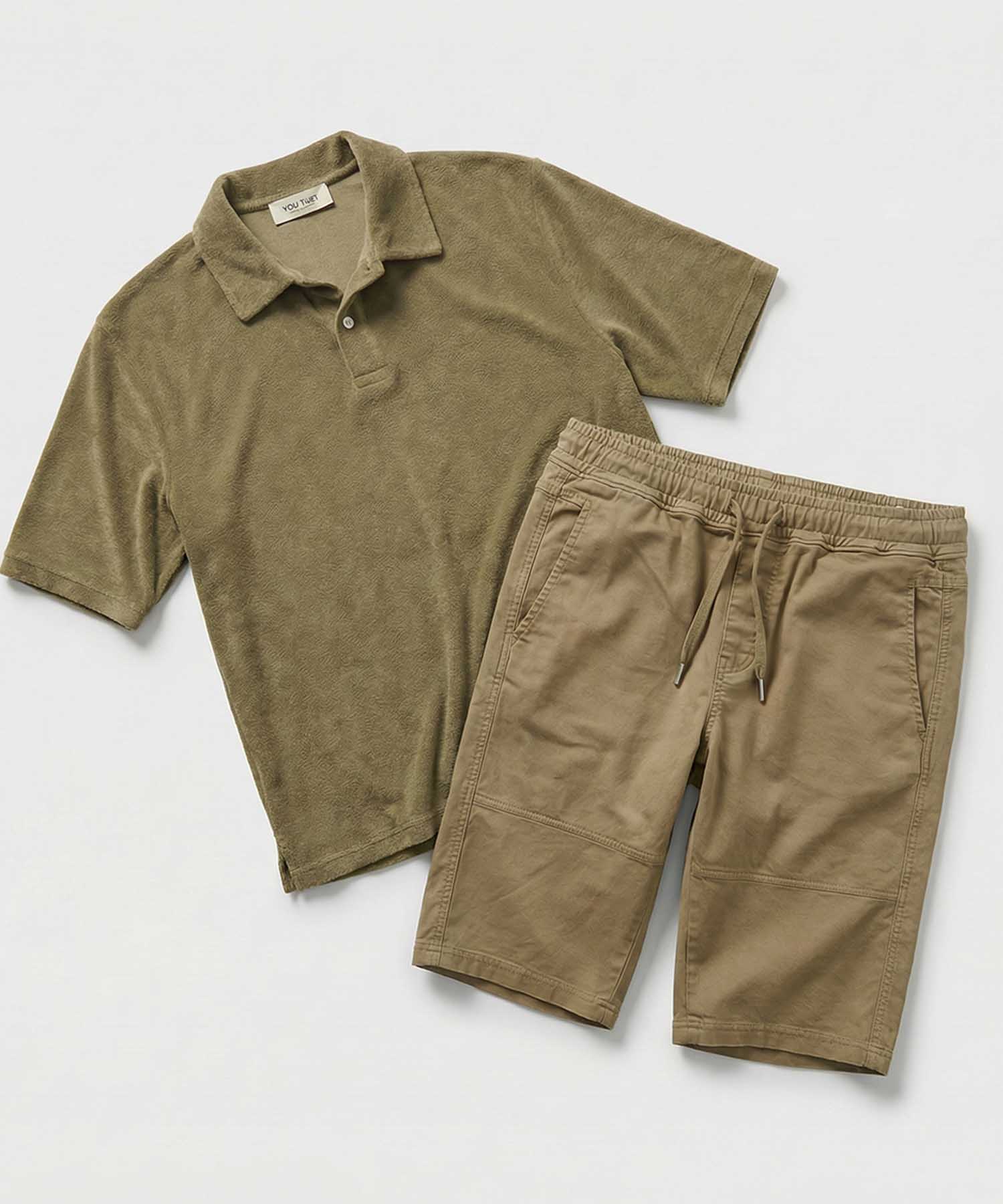 You Too – YOU TWO Shorts im Materialmix in Khaki