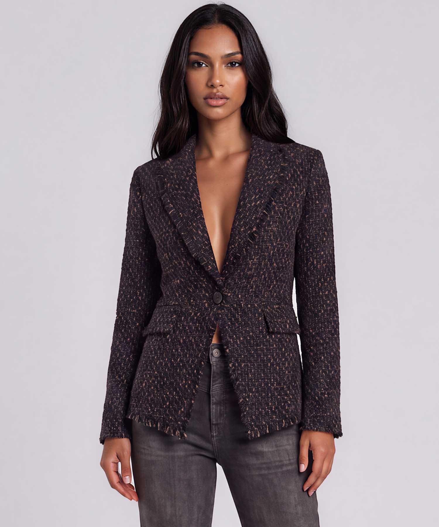White Label Tweedblazer in Braun-Schwarz | Modehaus Wörmann
