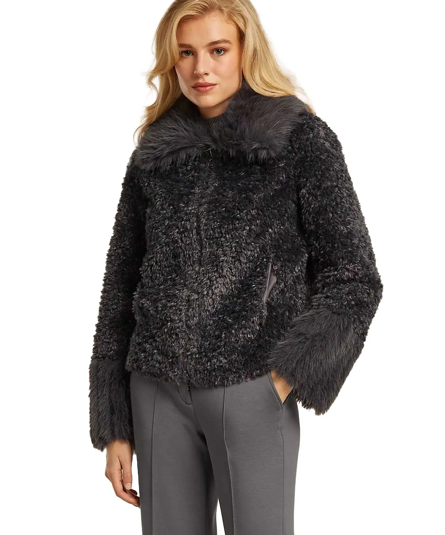 Beaumont Jacke aus Webpelz zum Wenden in dunkelgrau