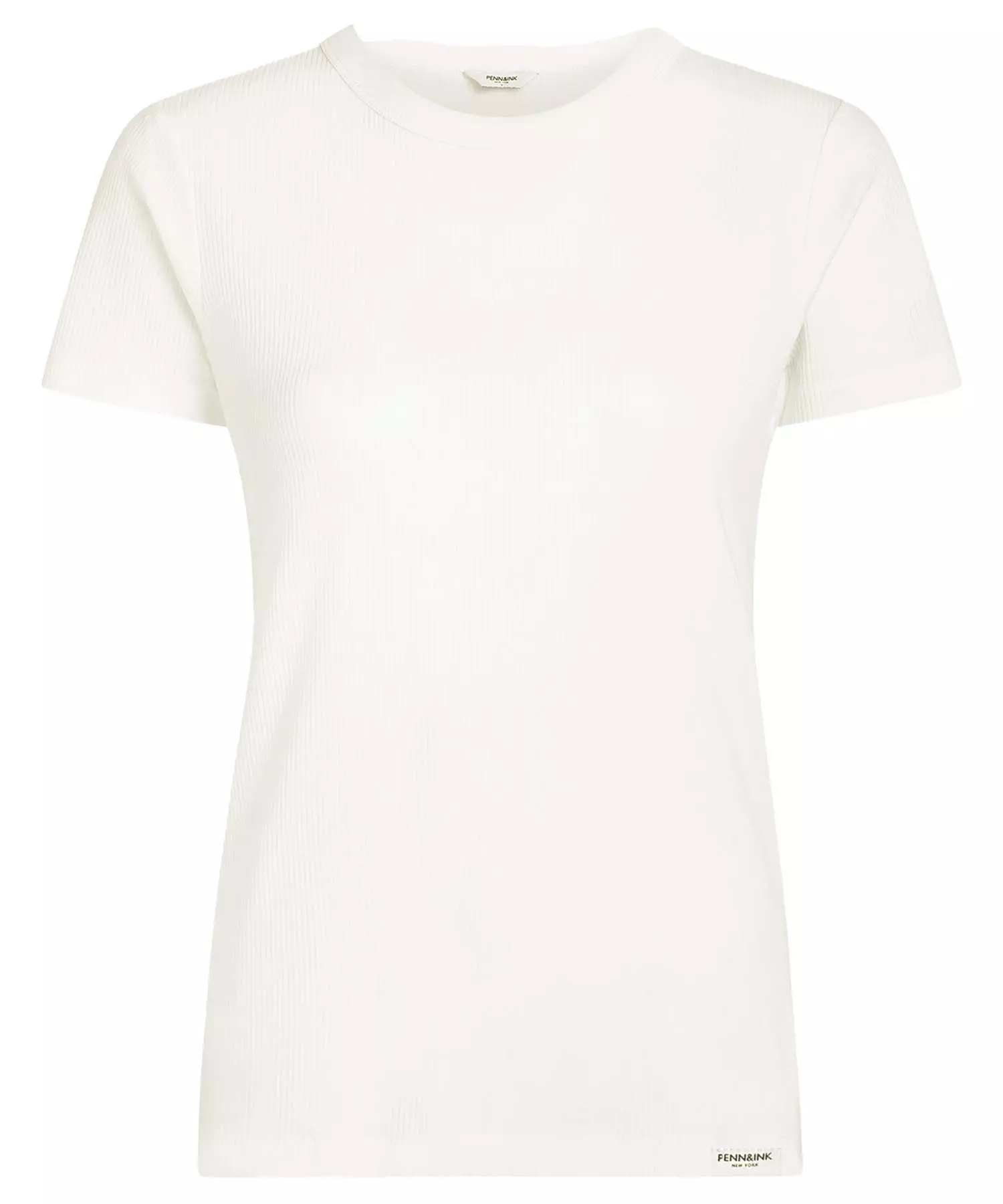 Penn and Ink T-Shirt aus Baumwolle in Rippenstruktur in offwhite