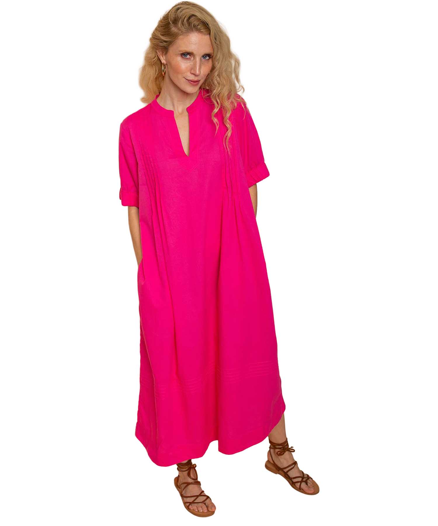 Emily van den Bergh Sommerkleid aus Baumwolle in leuchtendem Magenta | Modehaus Wörmann