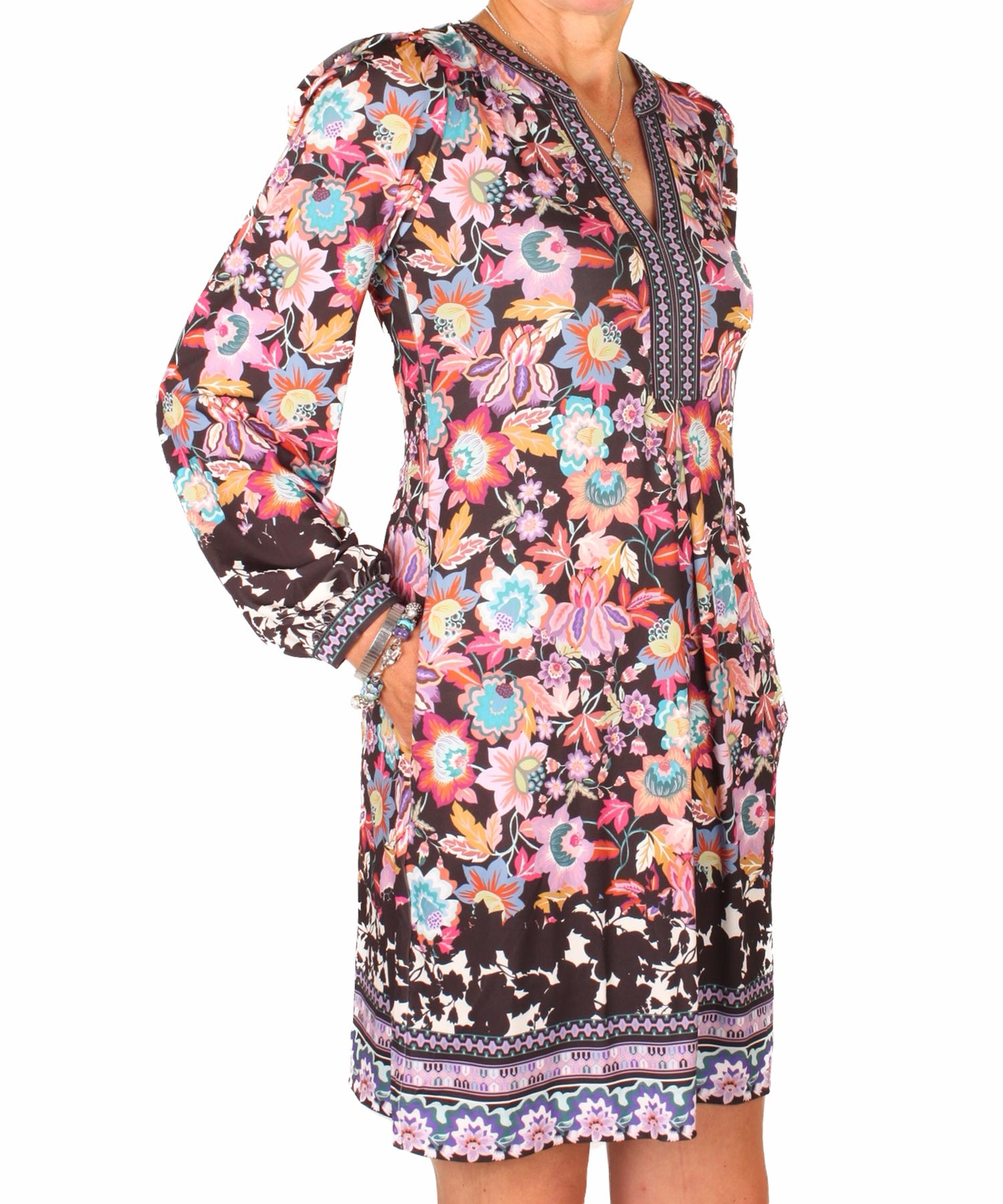 Cooles Druck Kleid von Hale Bob in schwarz