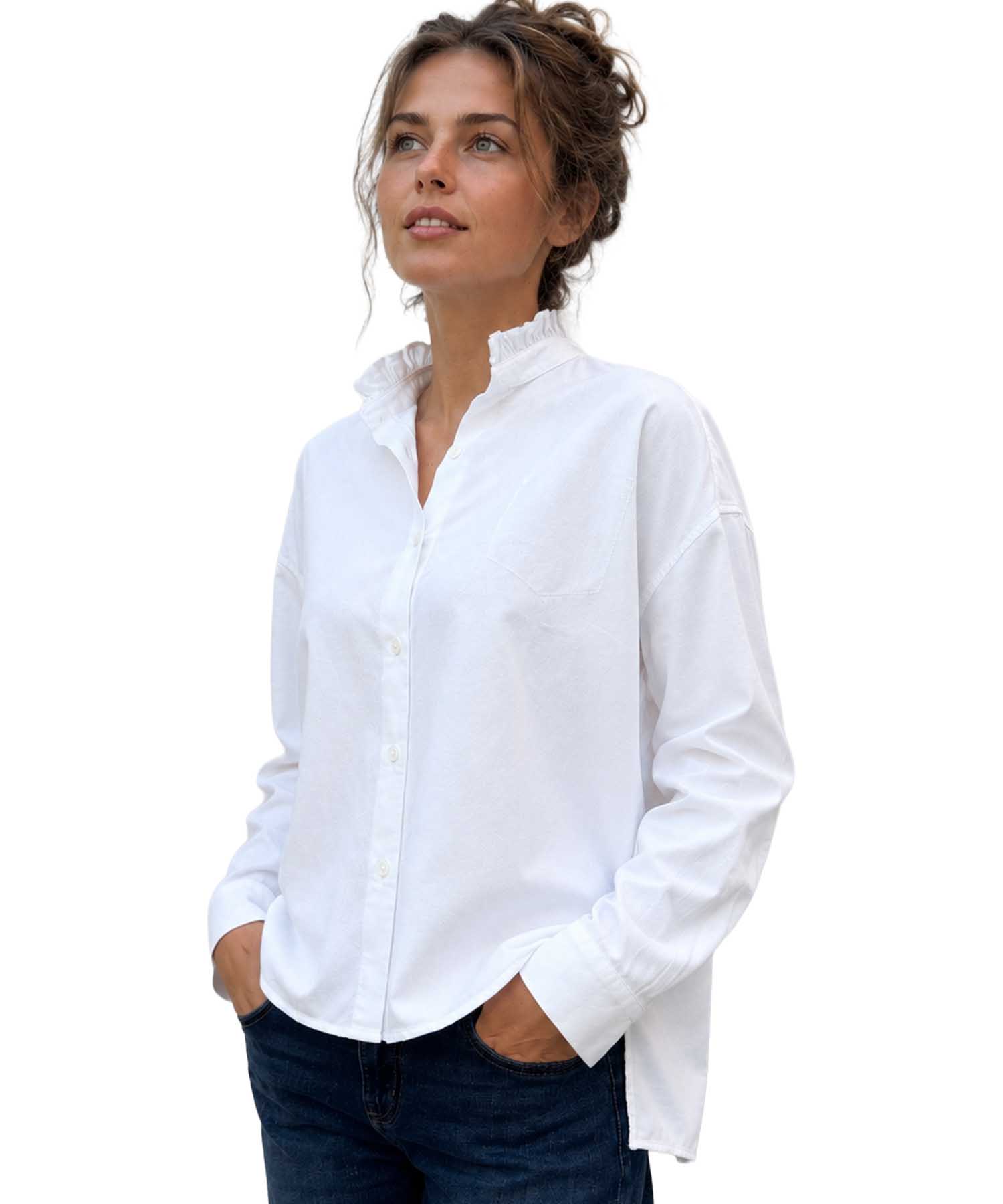 NARLI COLLECTION Oversize-Bluse in Weiß aus reiner Baumwolle