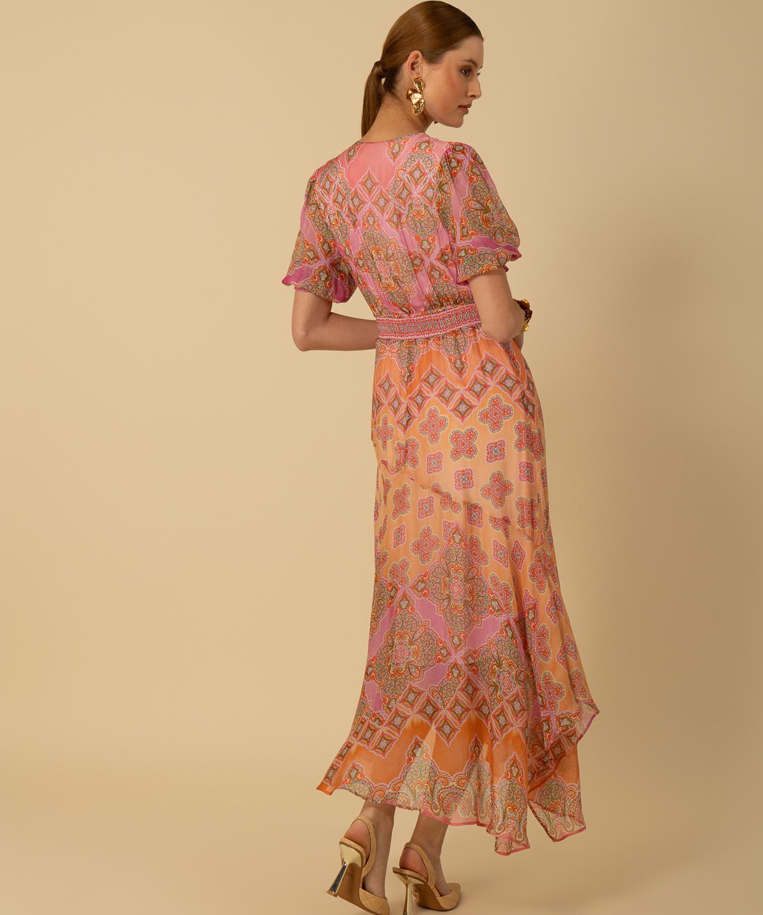 Hale Bob Chiffonkleid Malay in Midilänge
