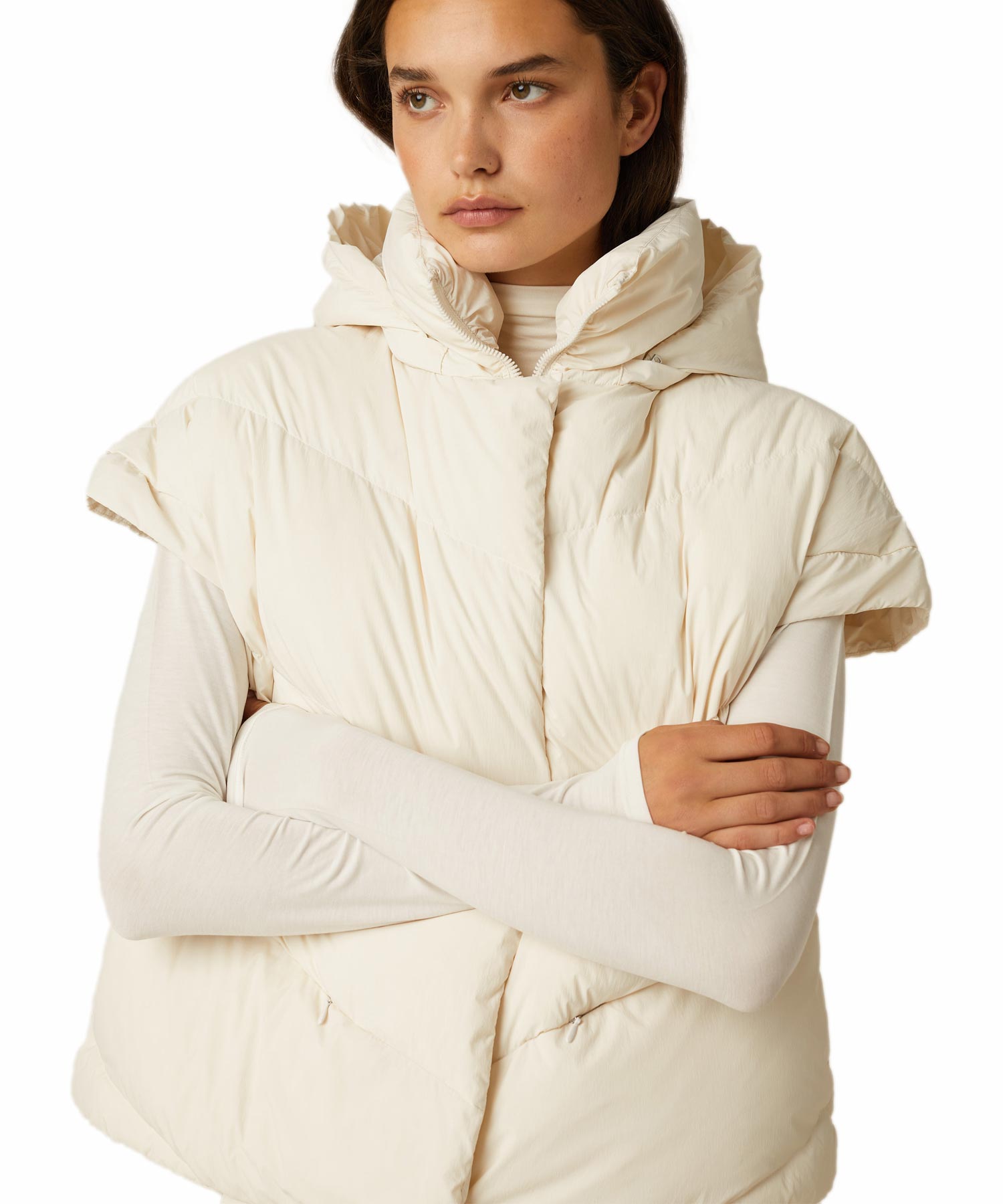 Beaumont federleichte Daunenweste im Puffer-Stil in offwhite