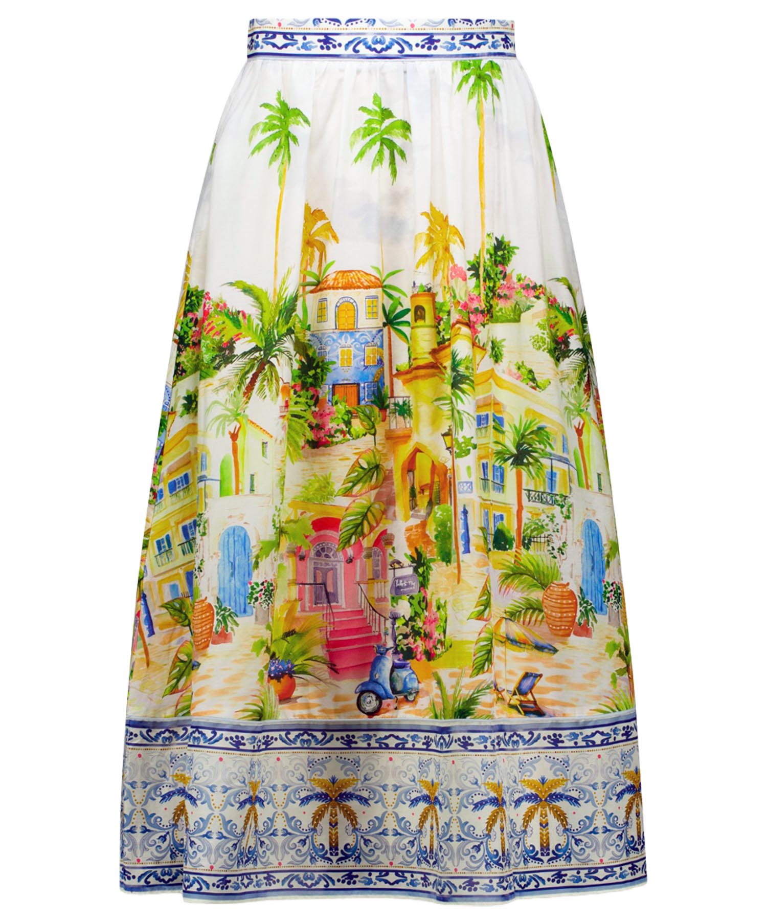 Princess goes Hollywood Midirock aus Baumwolle-Seide mit Positano Print | Modehaus Wörmann