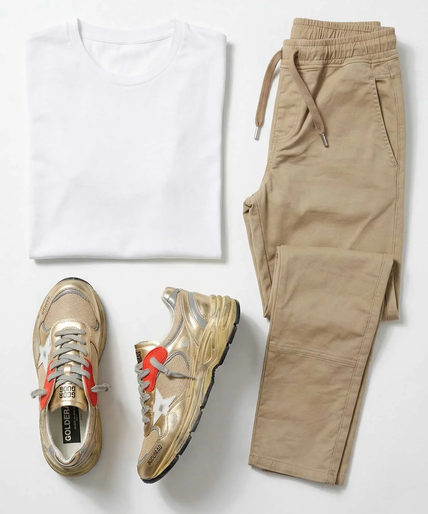 YOU TWO Hose im Materialmix in beige