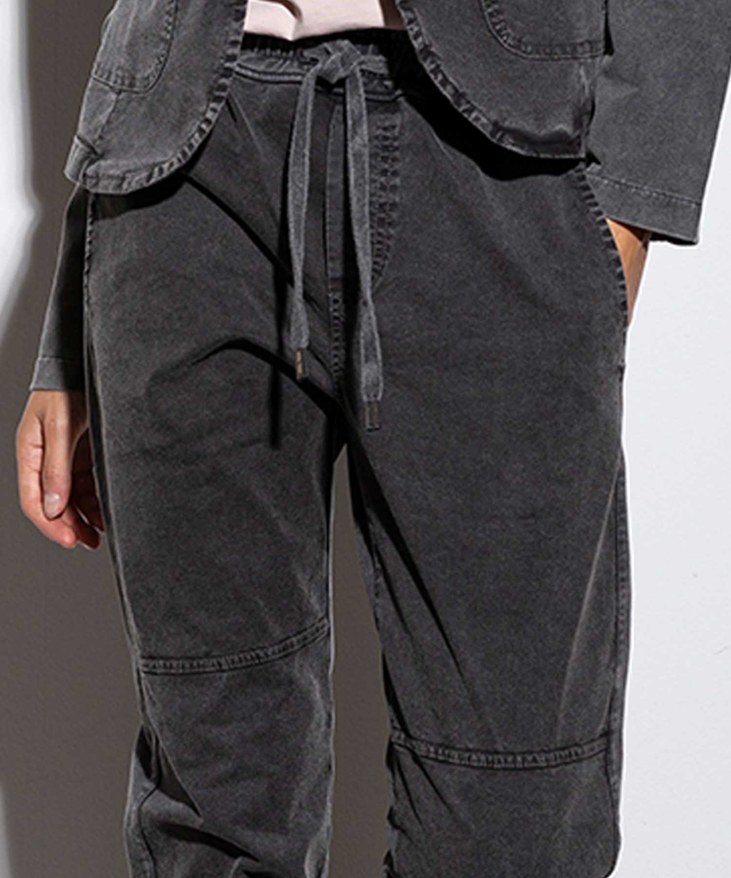 YOU TWO coole Hose im Materialmix in vintage black