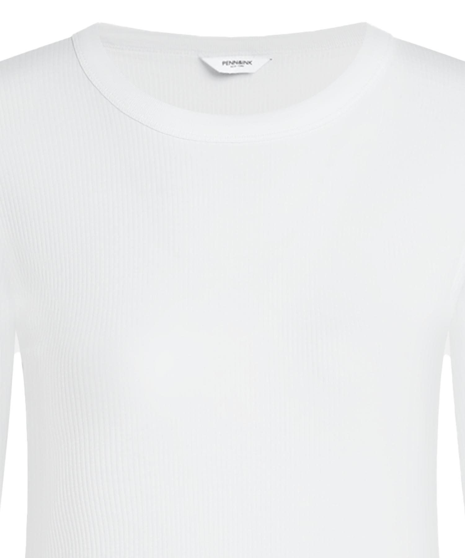 Penn and Ink Shirt in Rippenstruktur mit langem Arm in weiss