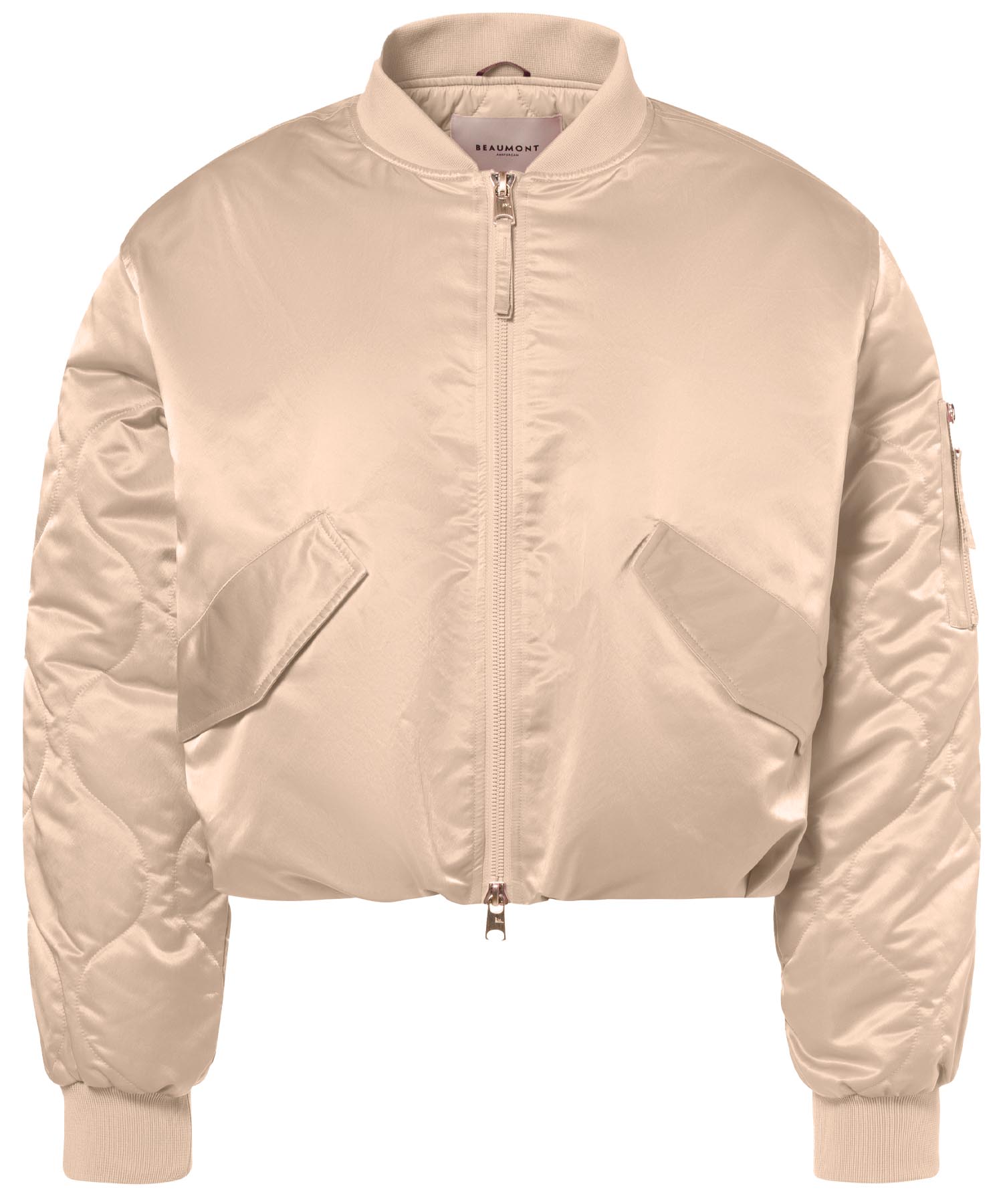 Beaumont wattierte Bomberjacke aus Satin in beige