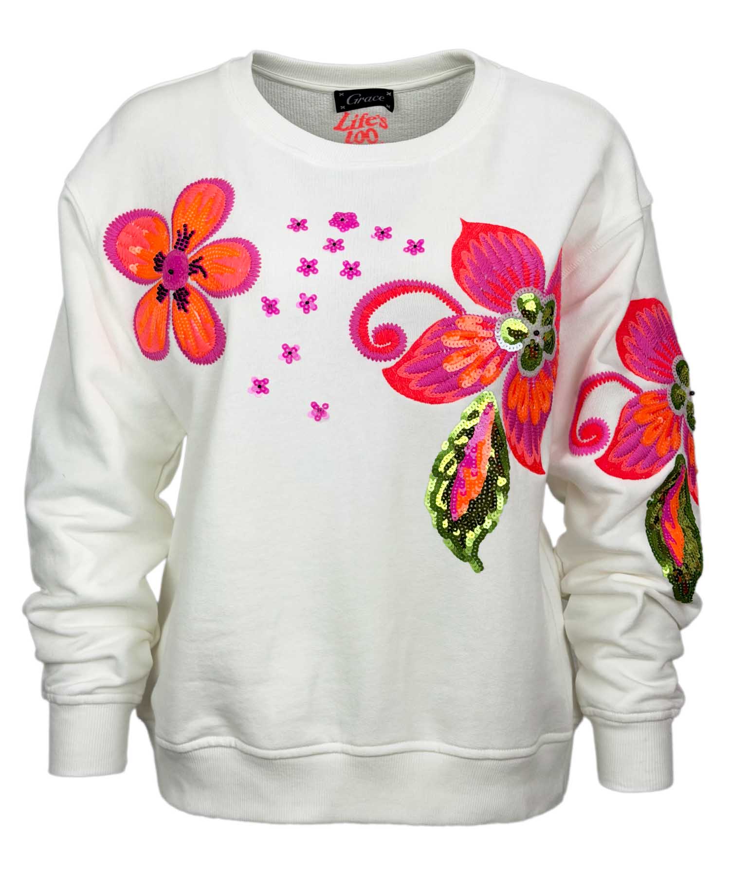 Grace cooles Sweatshirt mit Blumenstickerei und Pailletten