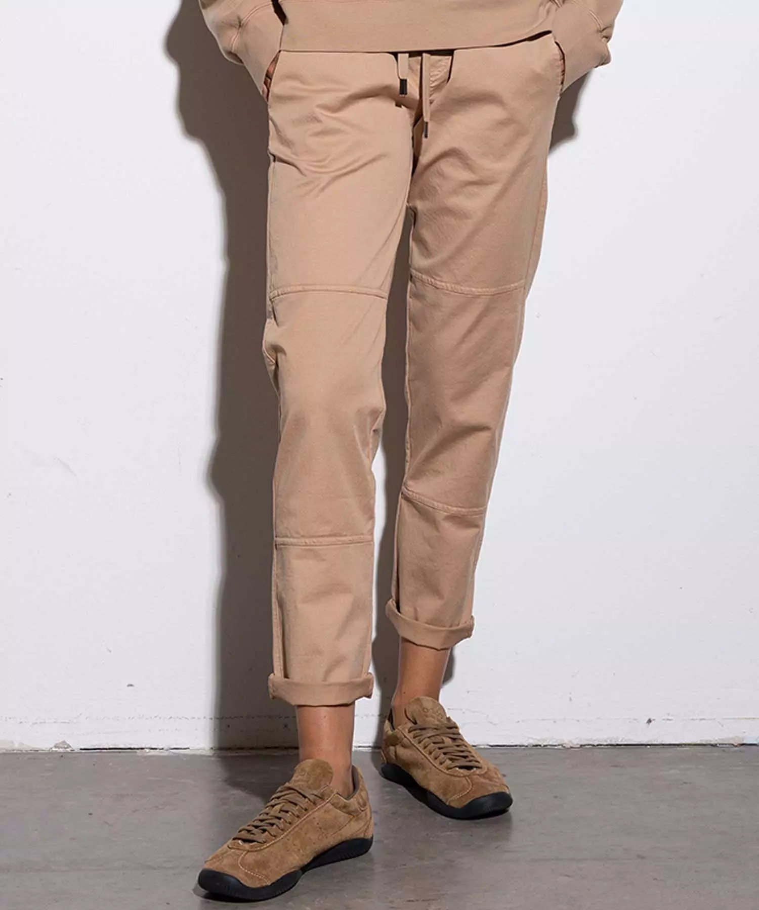 YOU TWO coole Hose im Materialmix in camel