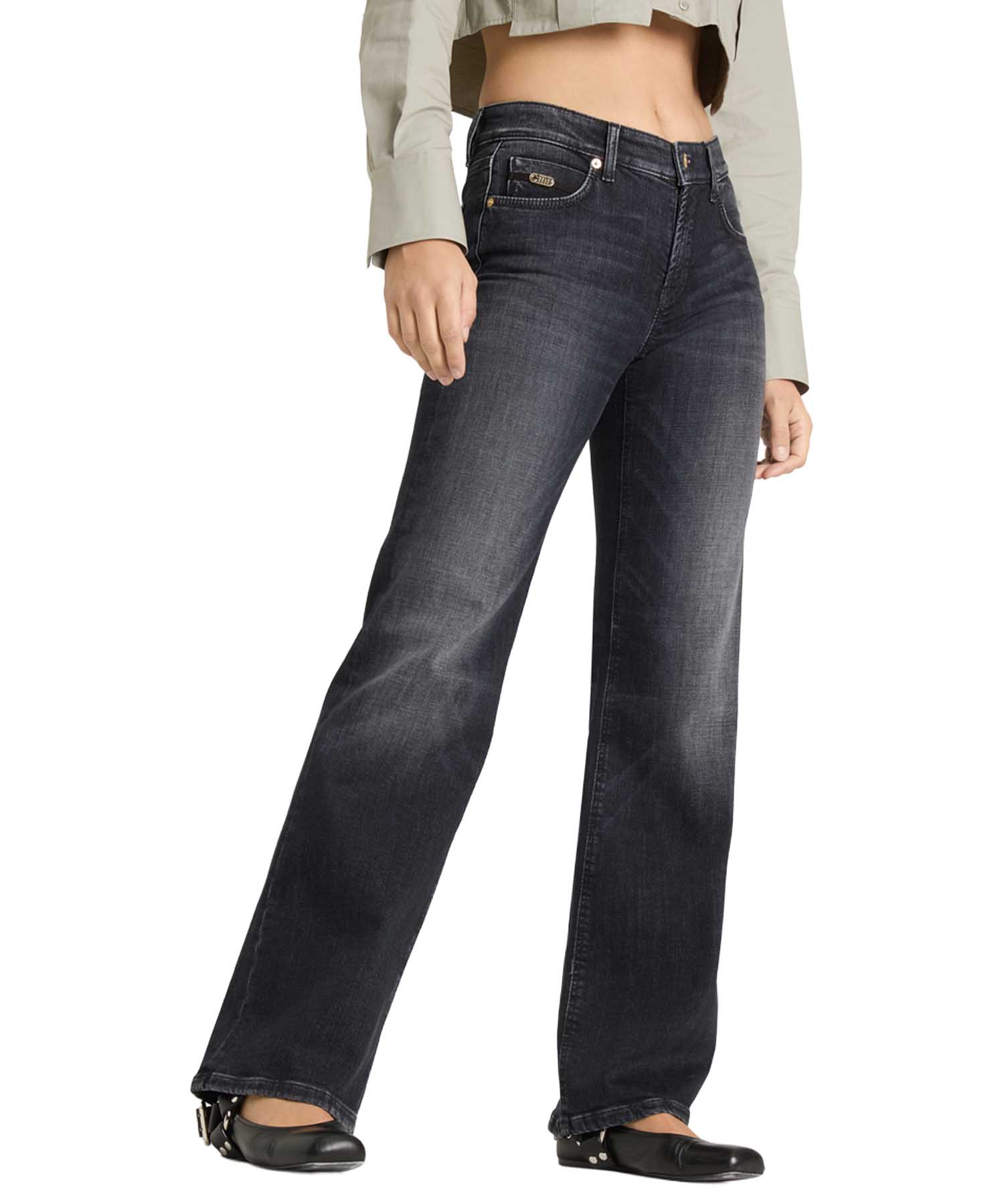 Cambio Jeans Tess |  weite Jeans für stilvolle Looks in schwarzer Waschung